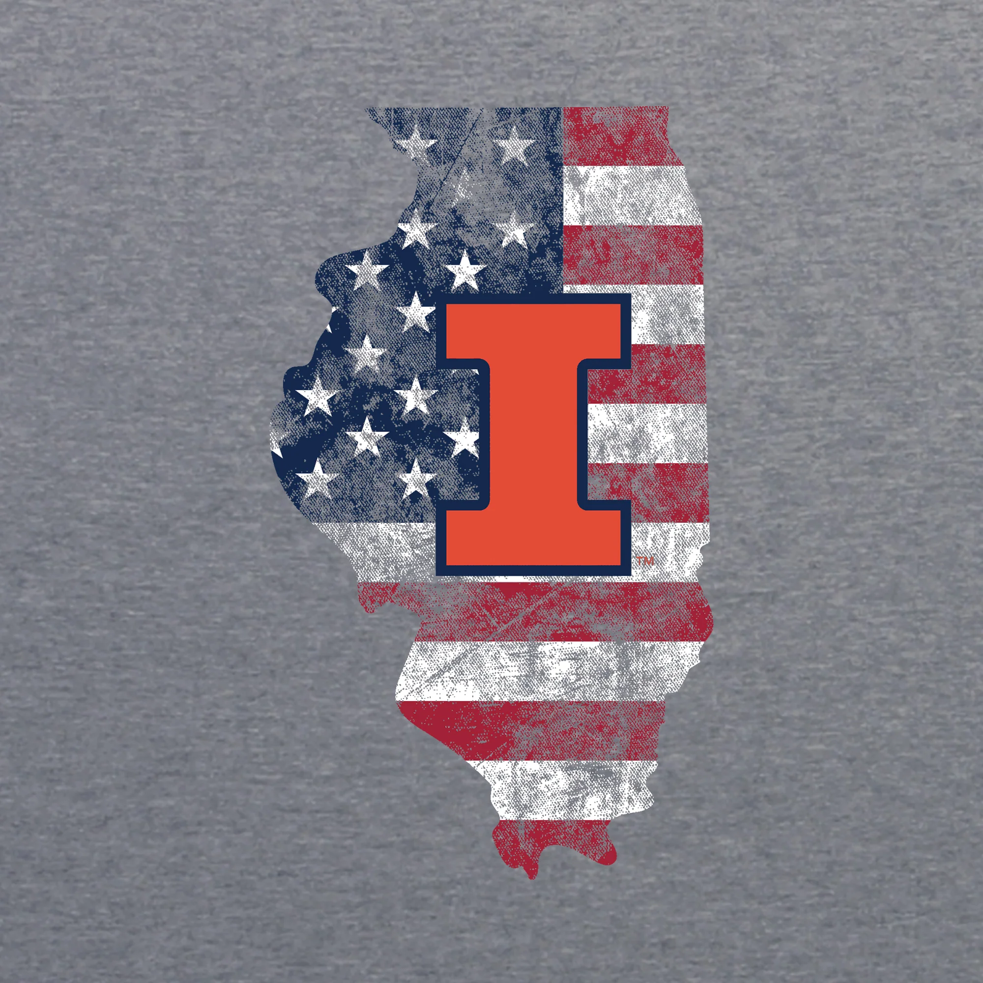 Illinois Patriotic State Silhouette NLA Triblend T-Shirt - Premium Heather - Image 2