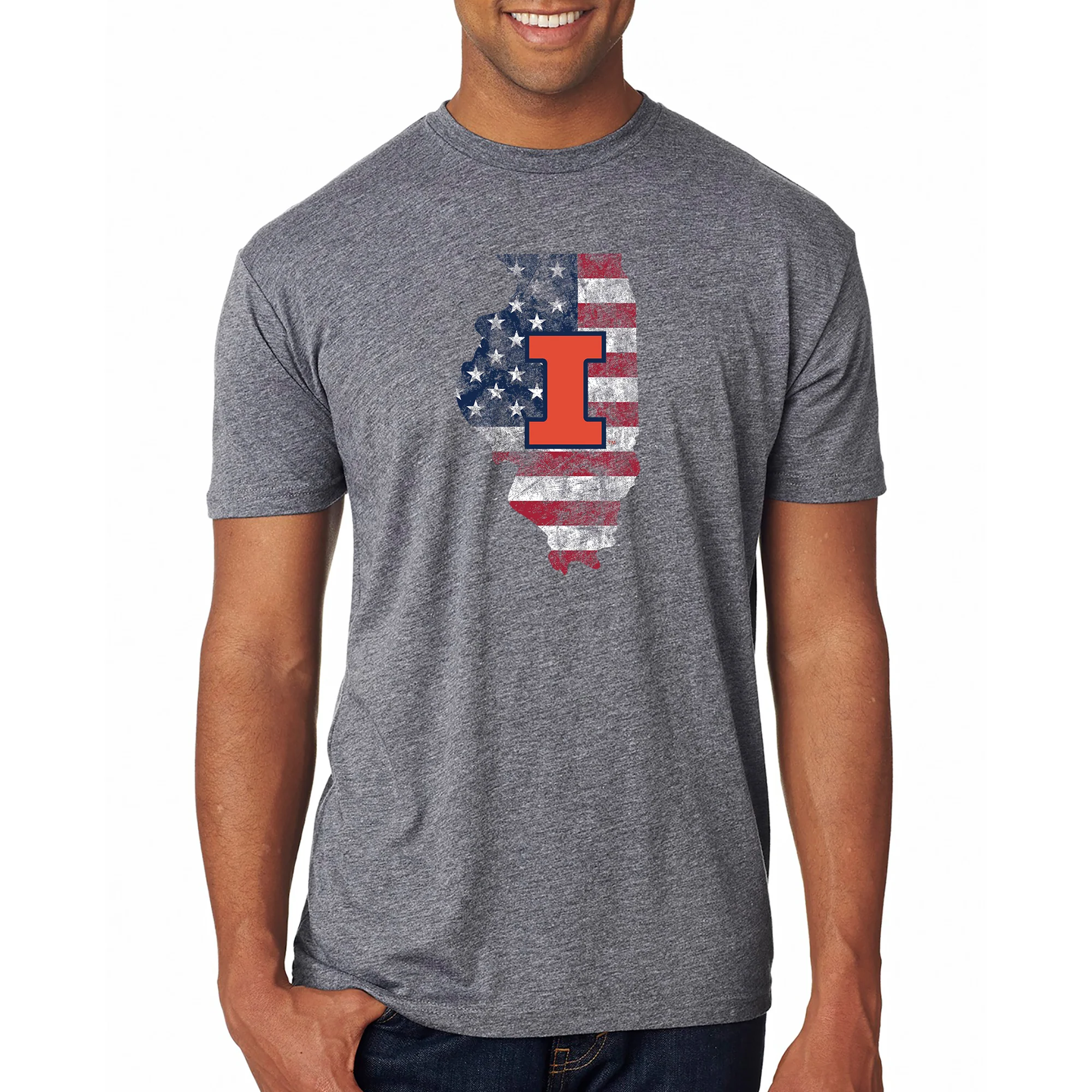 Illinois Patriotic State Silhouette NLA Triblend T-Shirt - Premium Heather - Image 3