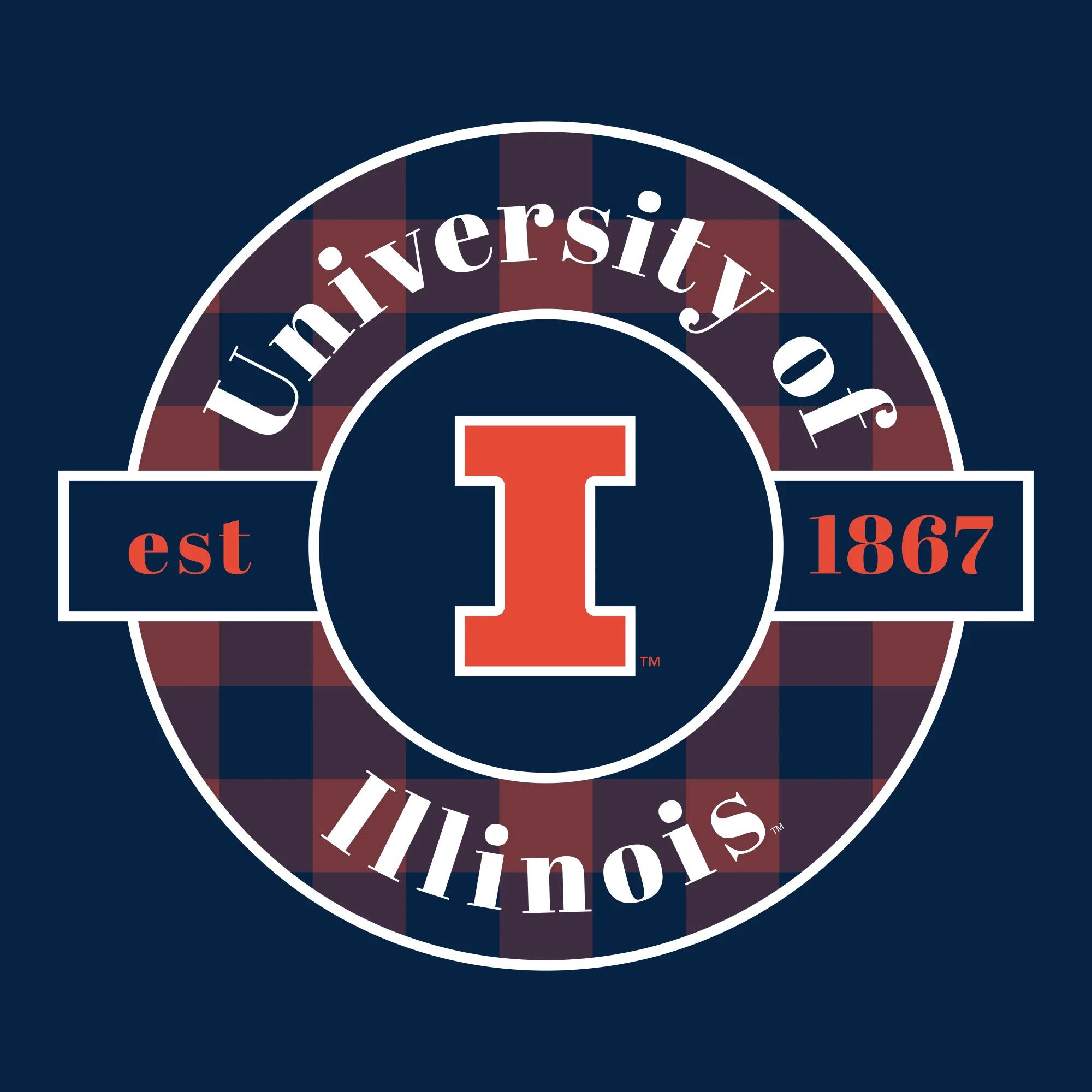 Illinois Plaid Circle Women's Long Sleeve - Navy - Image 2