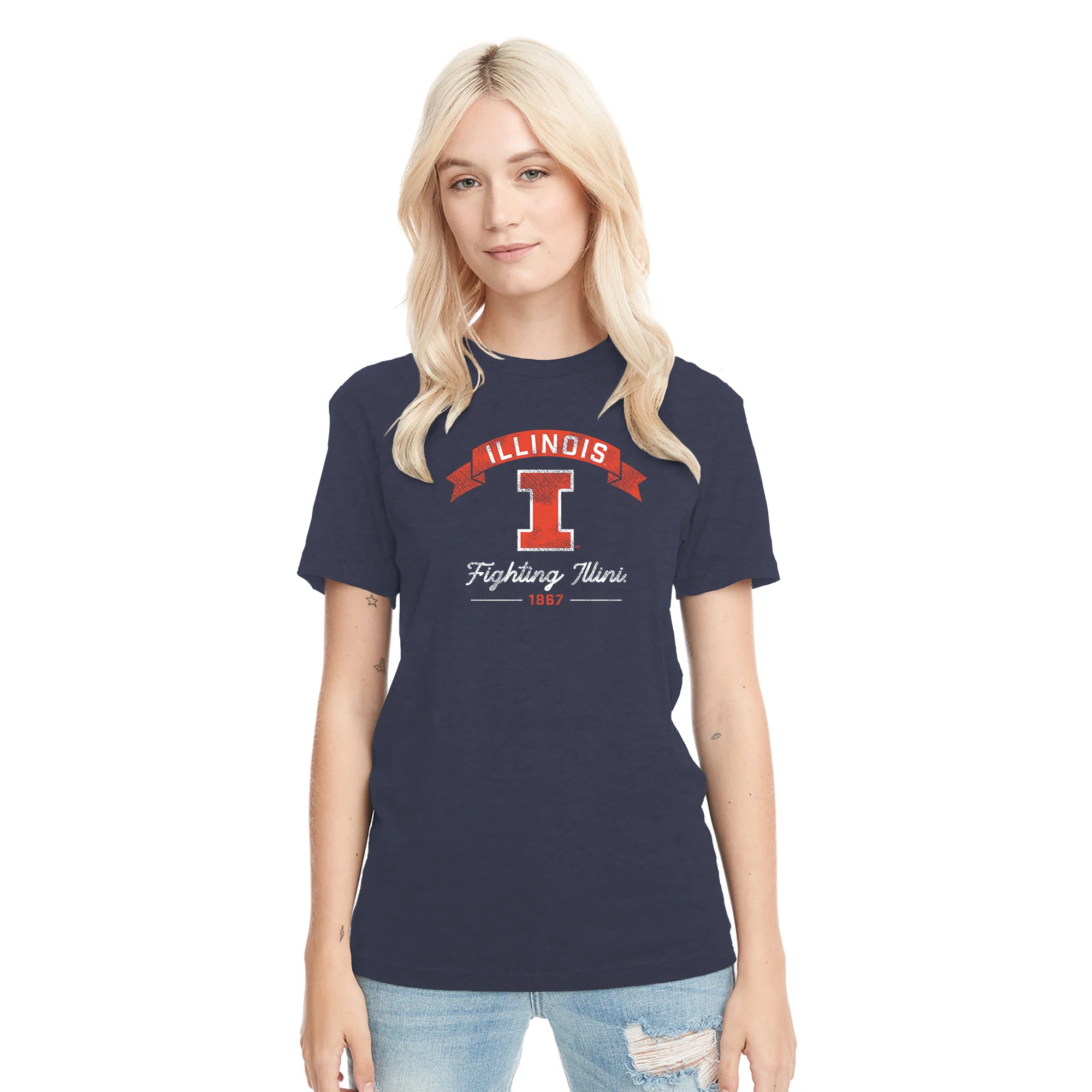 Illinois Ribbon Arc NLA Triblend T-Shirt - Vintage Navy - Image 4
