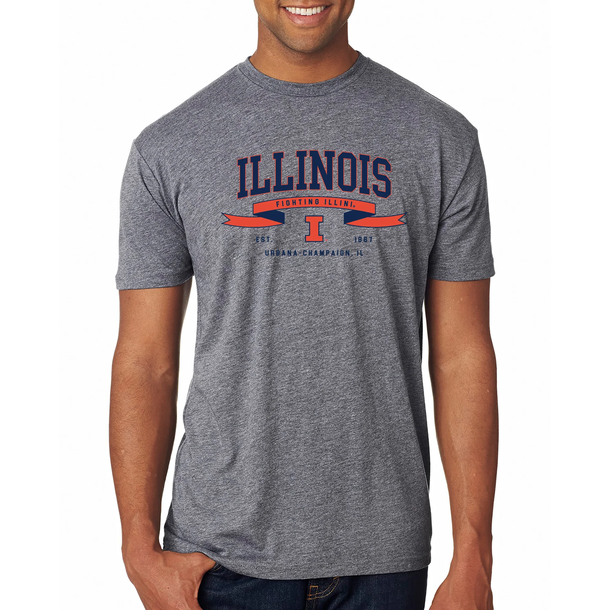 Illinois Ribbon Flight NLA Triblend T-Shirt - Premium Heather - Image 3