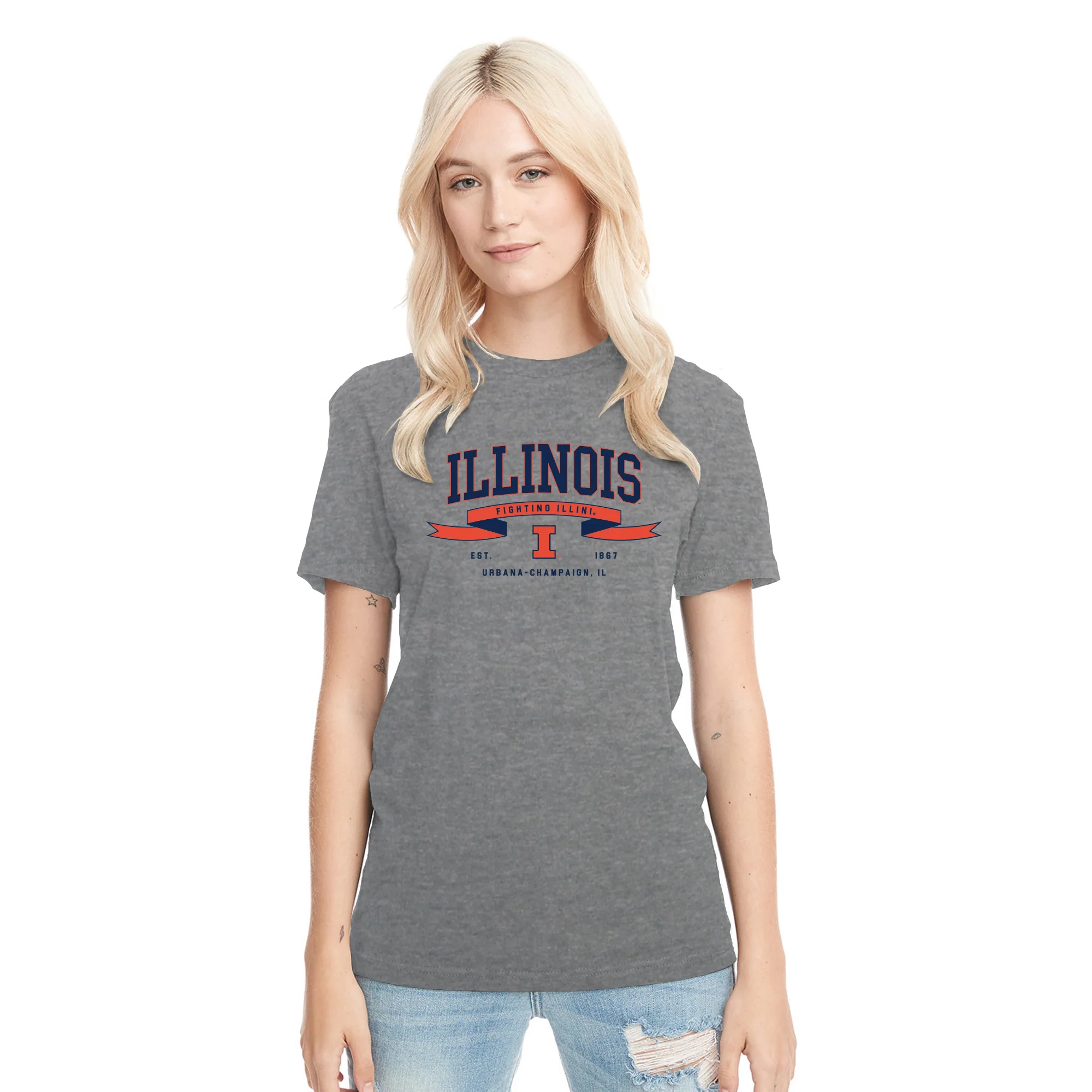 Illinois Ribbon Flight NLA Triblend T-Shirt - Premium Heather - Image 4