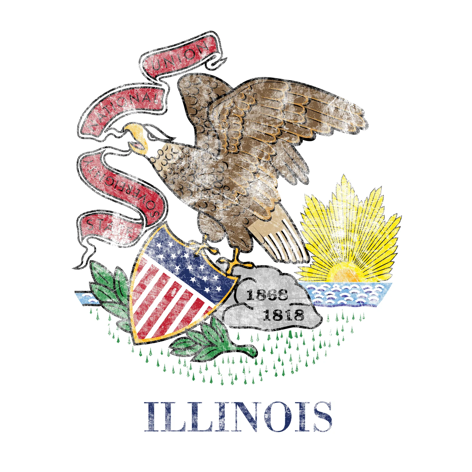 Illinois State Flag NLA T-Shirt - White - Image 2