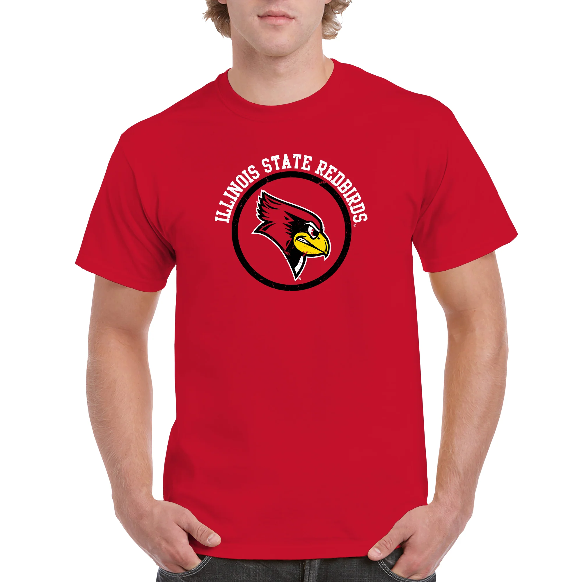 Illinois State Redbirds Distressed Circle Logo T-Shirt - Red - Image 3