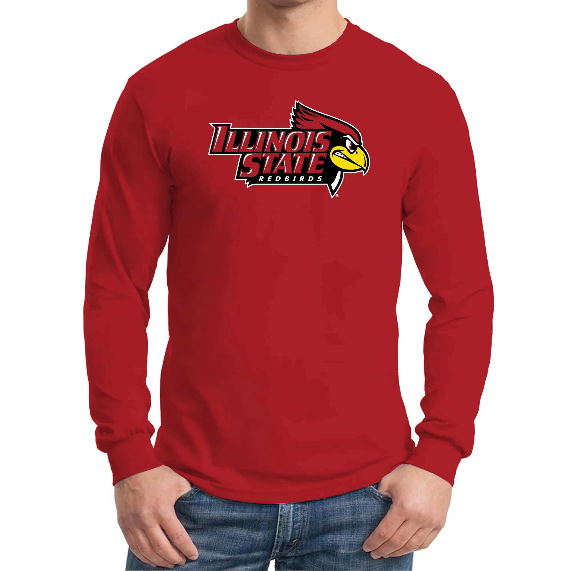 Illinois State Redbirds Primary Logo Long Sleeve T-Shirt - Red - Image 3