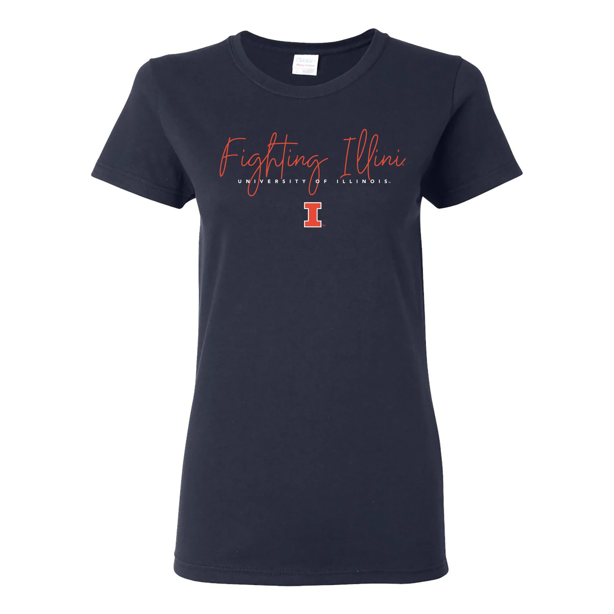 Illinois Thin Script Womens T-Shirt - Navy