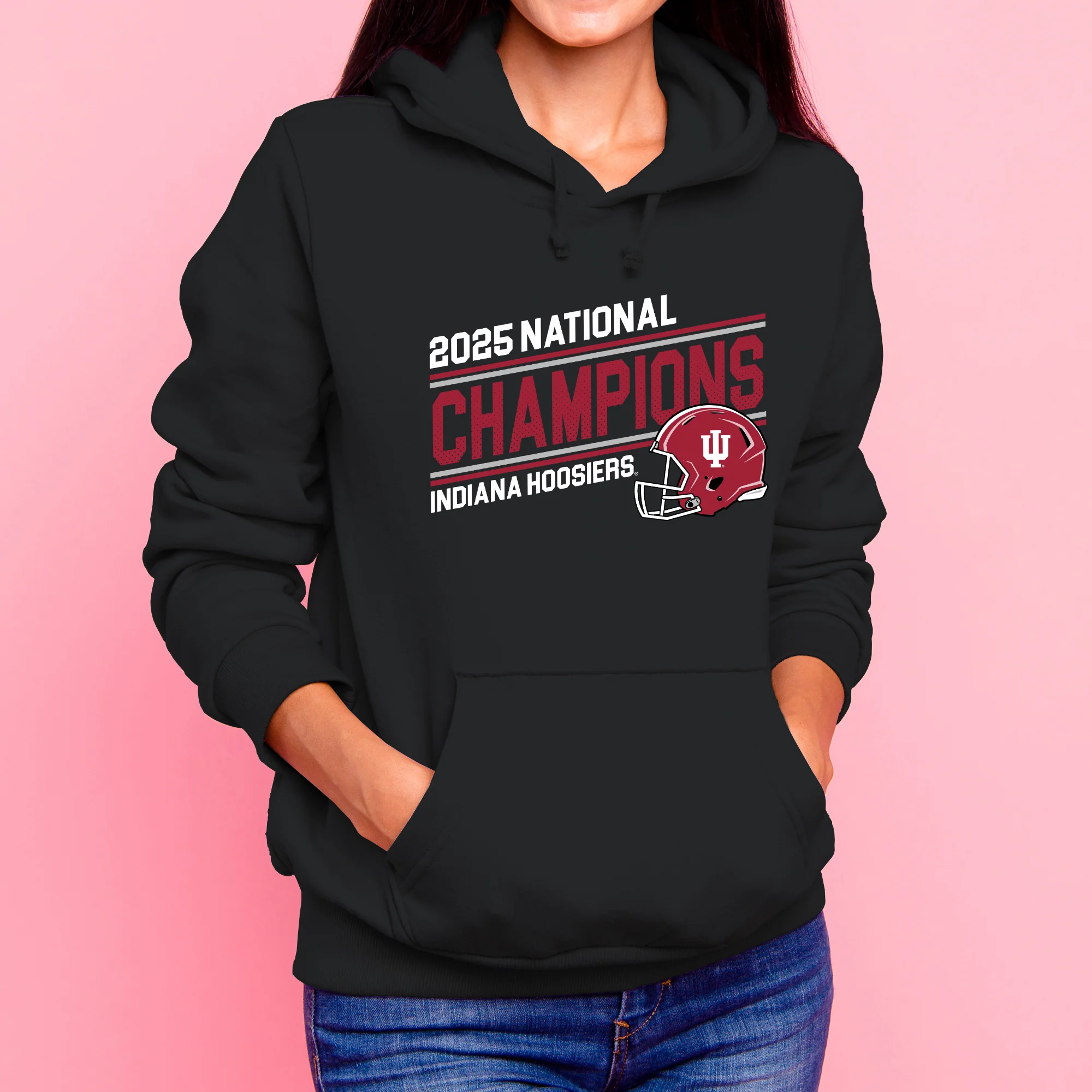 Indiana 2025 Football Champions Action Play Hoodie - Image 4