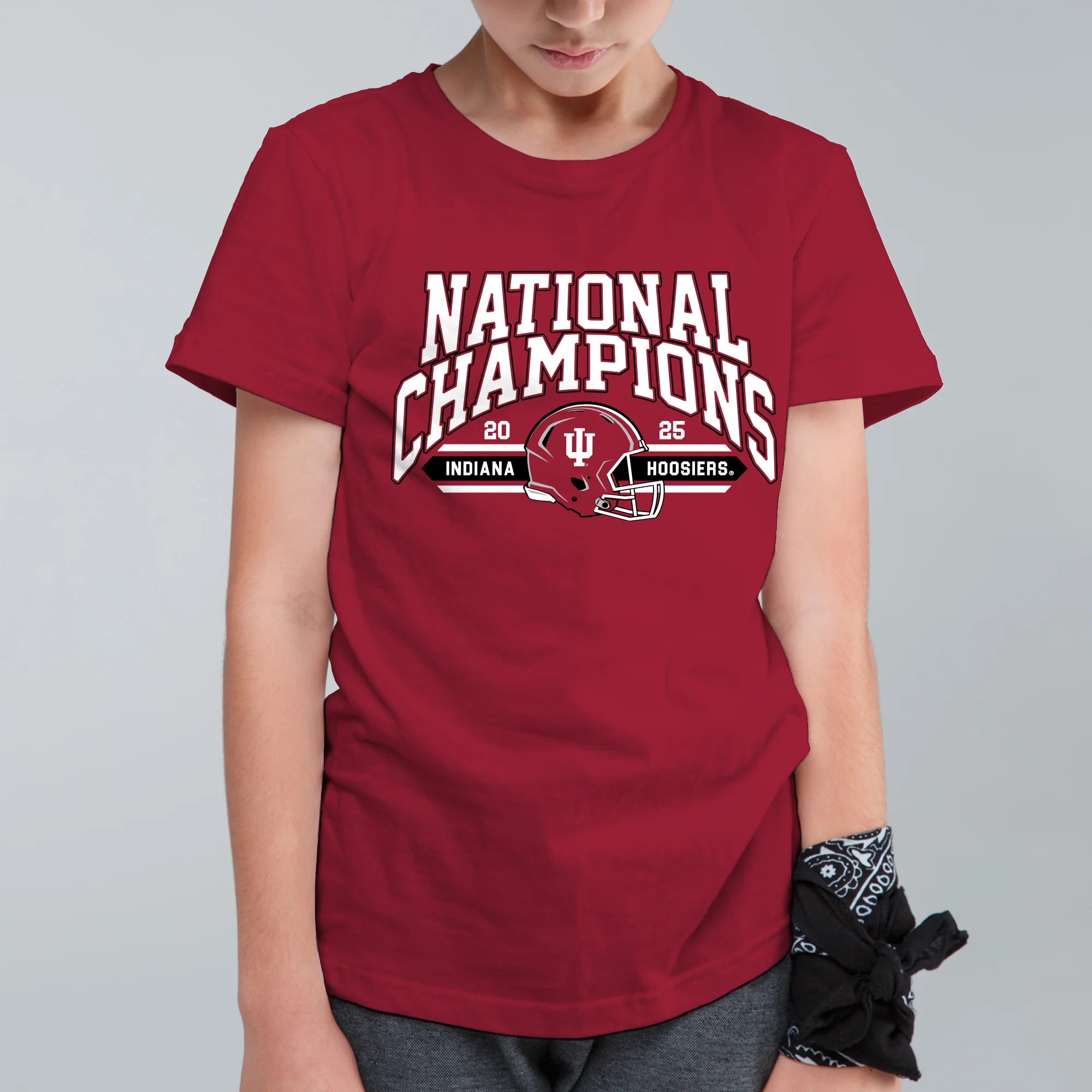 Indiana 2025 Football Champions Glorious Youth T-Shirt - Cardinal - Image 3