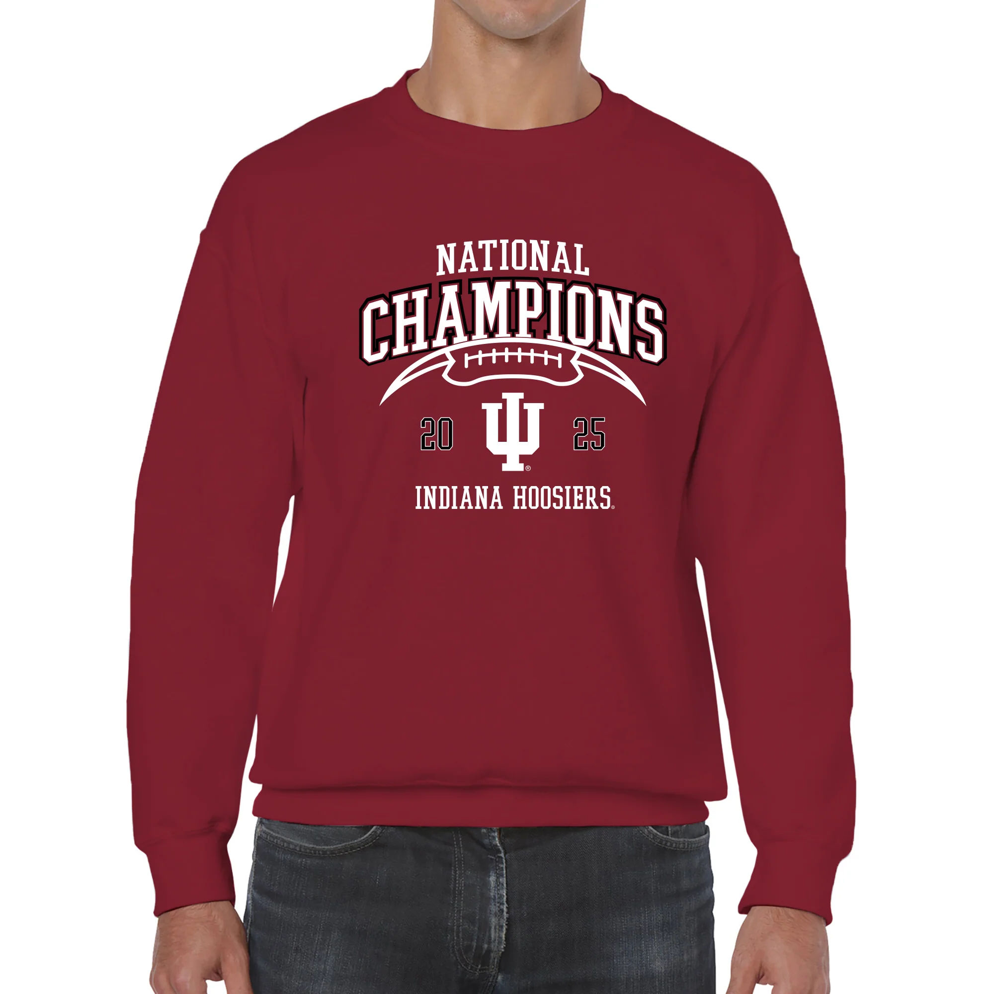 Indiana 2025 Football Champions Horizon Arch Crewneck - Cardinal - Image 3