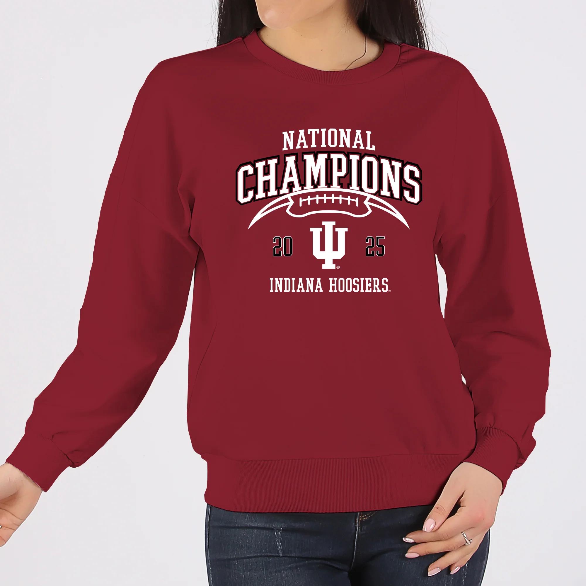 Indiana 2025 Football Champions Horizon Arch Crewneck - Cardinal - Image 4