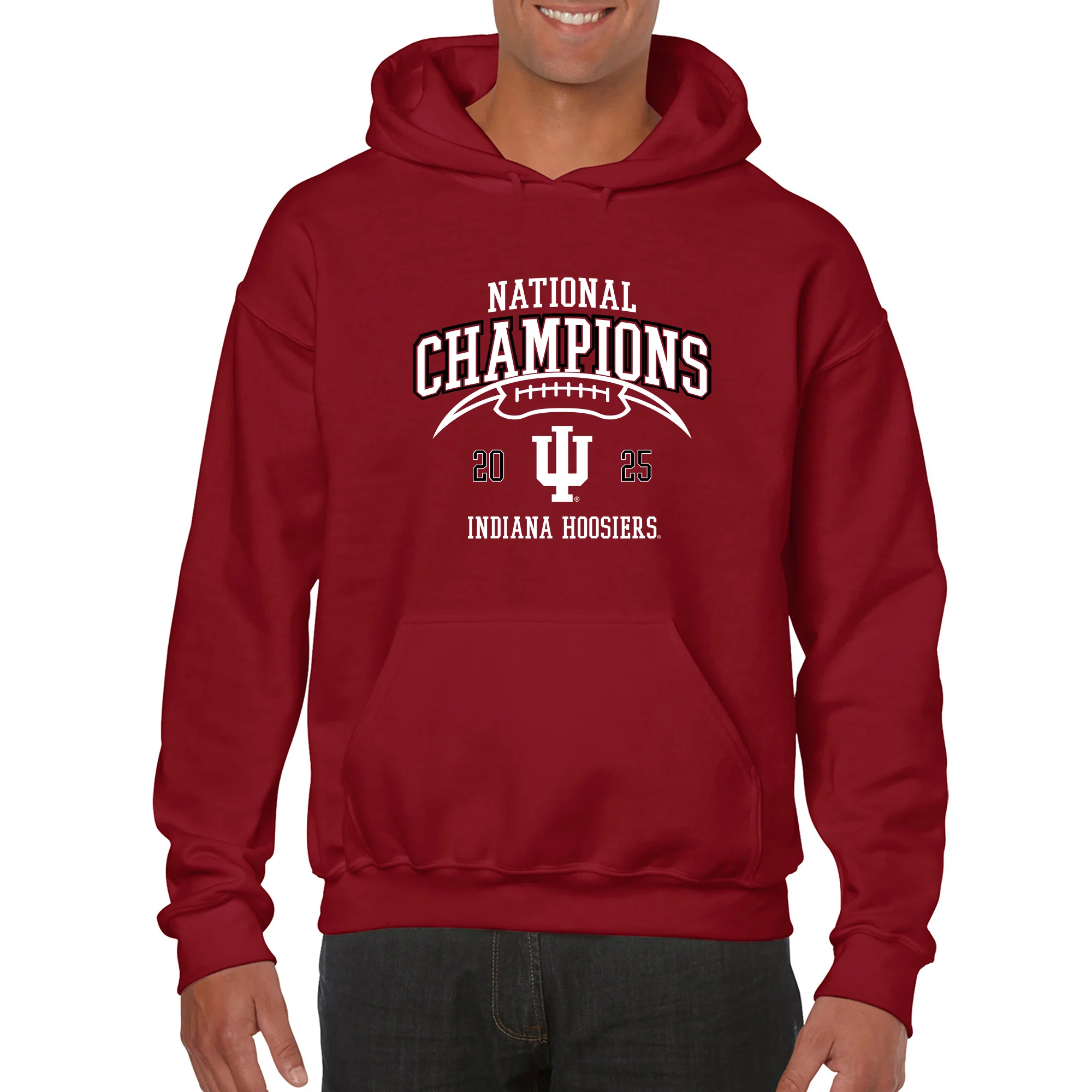 Indiana 2025 Football Champions Horizon Arch Hoodie - Cardinal - Image 3
