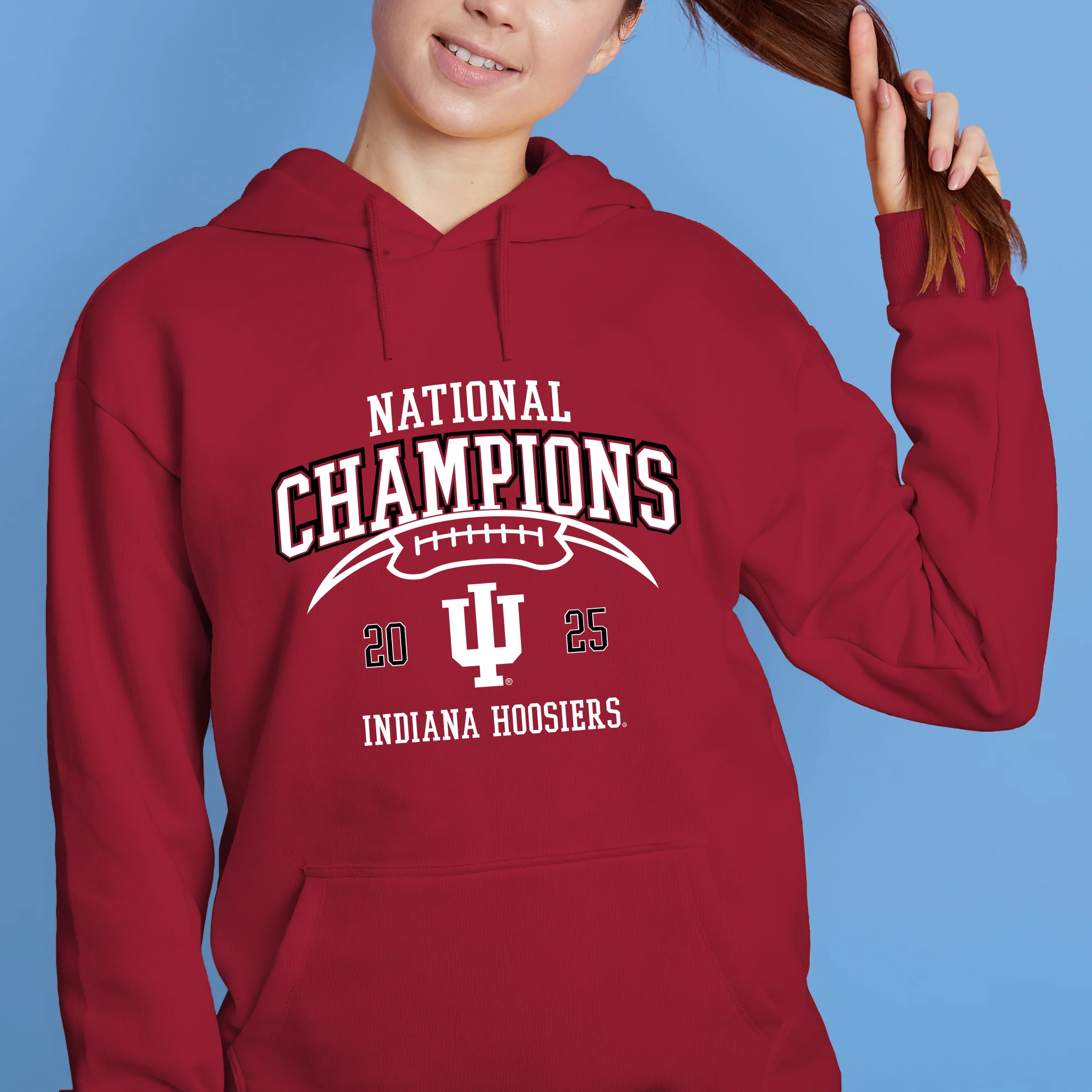 Indiana 2025 Football Champions Horizon Arch Hoodie - Cardinal - Image 4