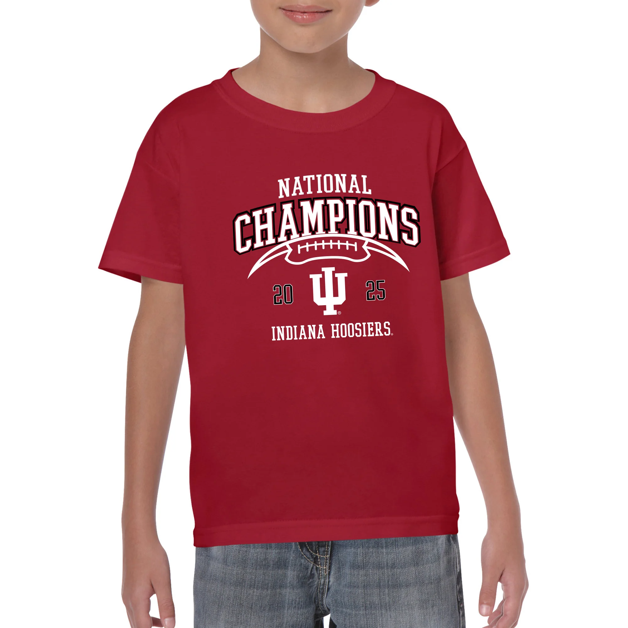 Indiana 2025 Football Champions Horizon Arch Youth T-Shirt - Cardinal - Image 3