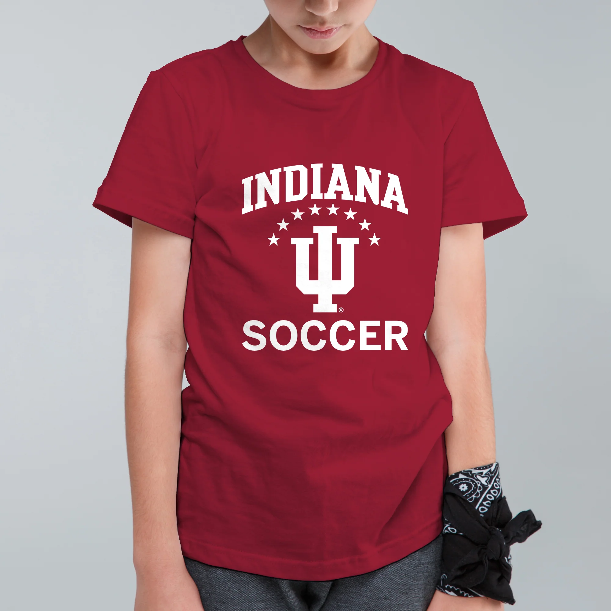 Indiana Arch Logo Soccer Youth T-Shirt - Cardinal - Image 3