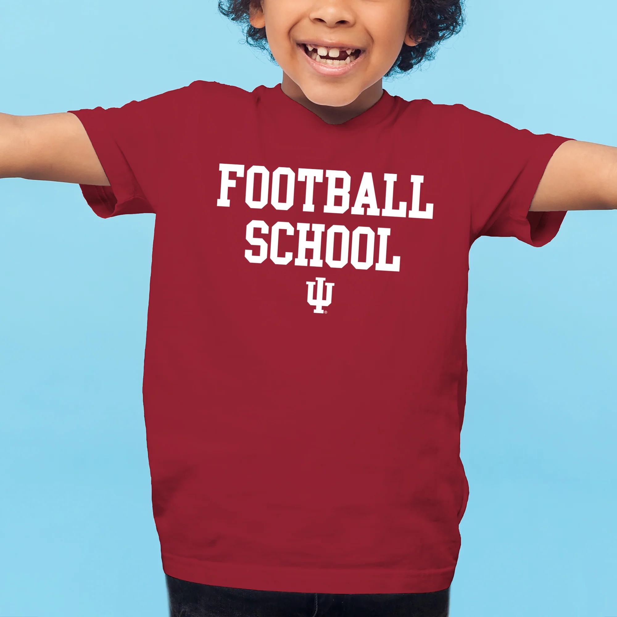 Indiana Football School Youth T-Shirt - Cardinal - Image 3