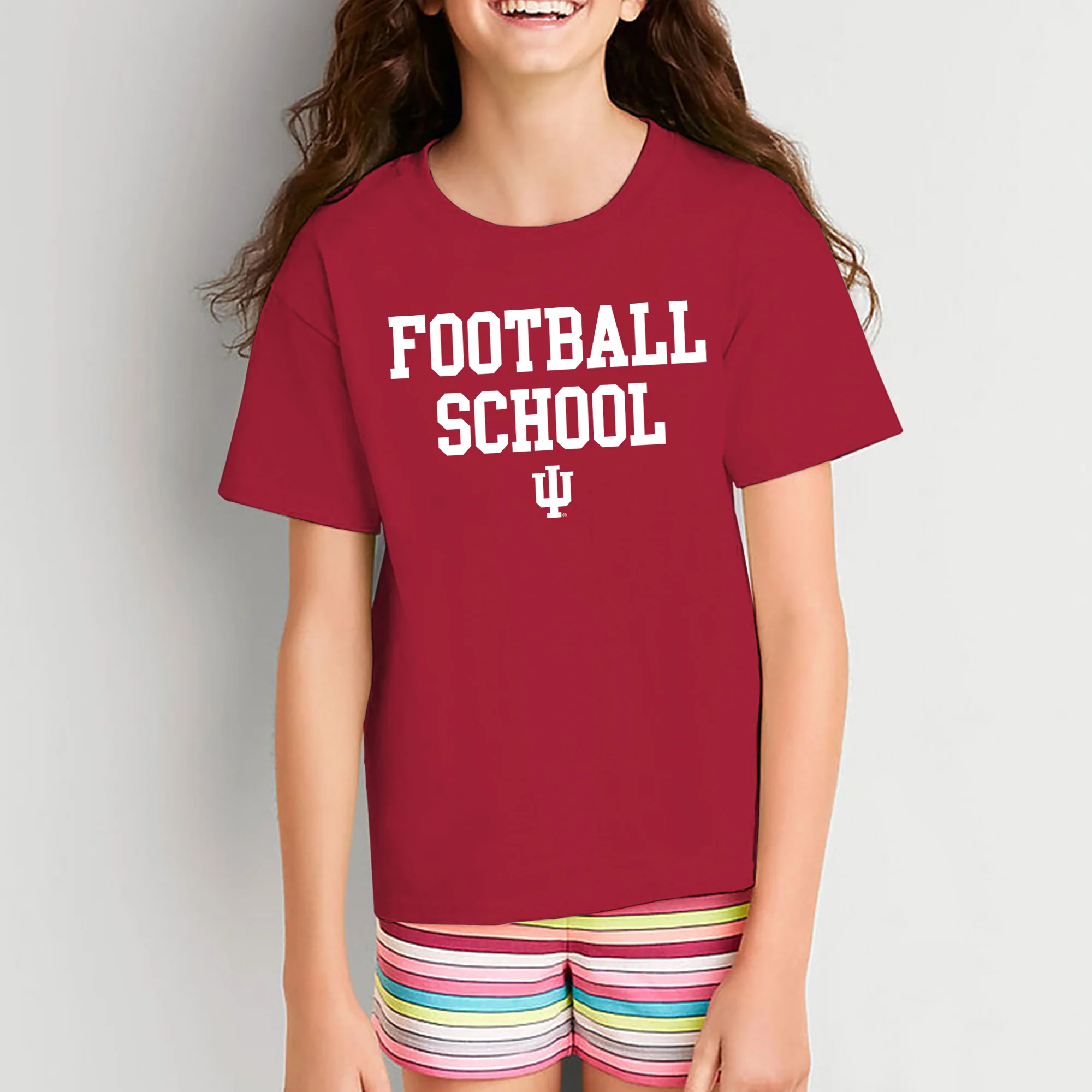 Indiana Football School Youth T-Shirt - Cardinal - Image 4