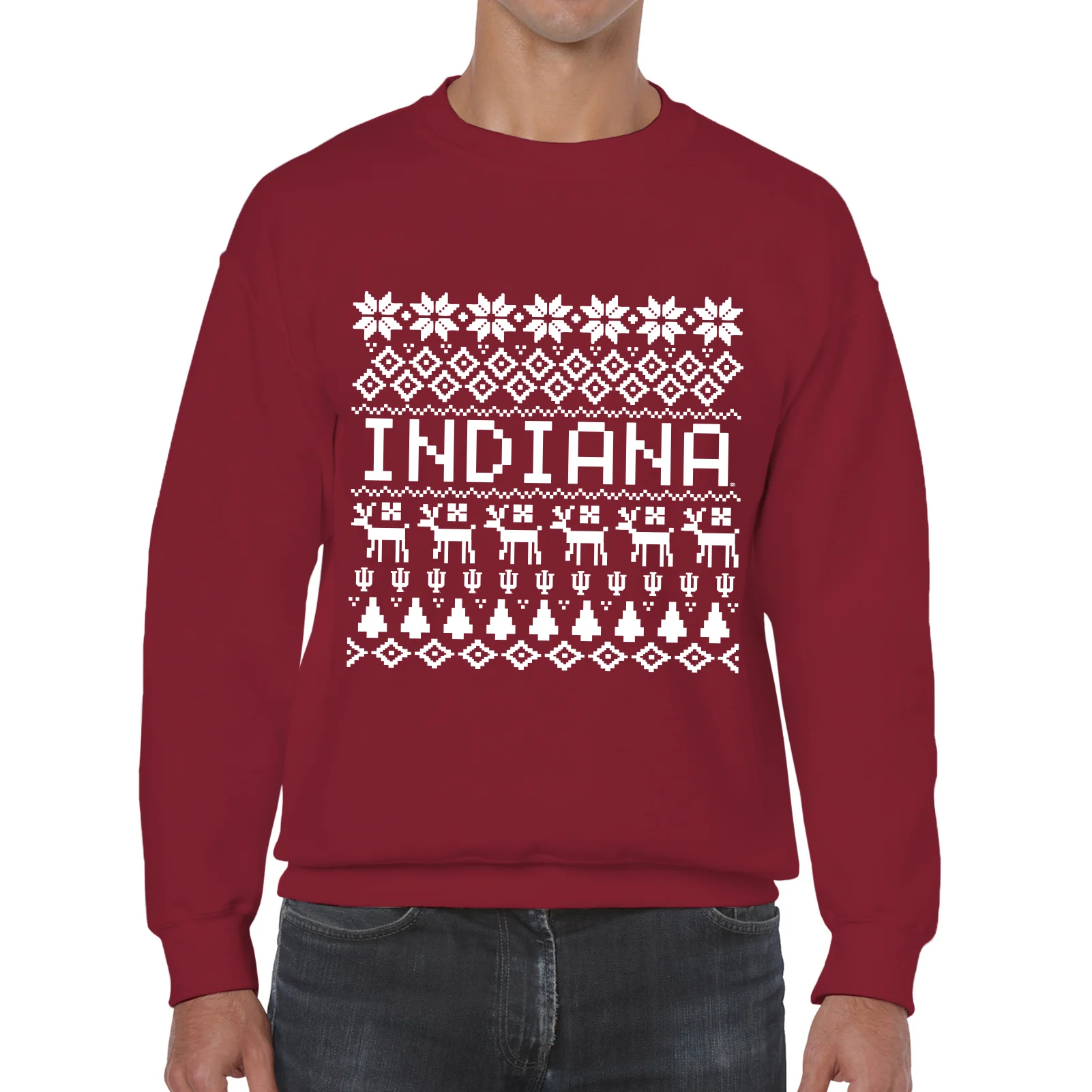 Indiana University Hoosiers Holiday Sweater Crewneck Sweatshirt - Cardinal - Image 3
