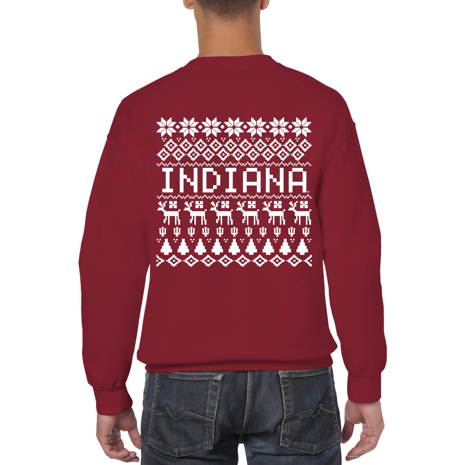Indiana University Hoosiers Holiday Sweater Crewneck Sweatshirt - Cardinal - Image 4