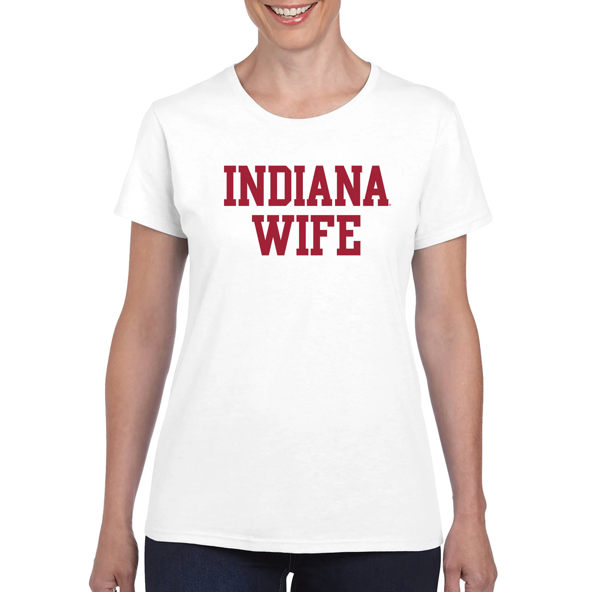Indiana Hoosiers Basic Block Wife Women's T Shirt - White - Image 3