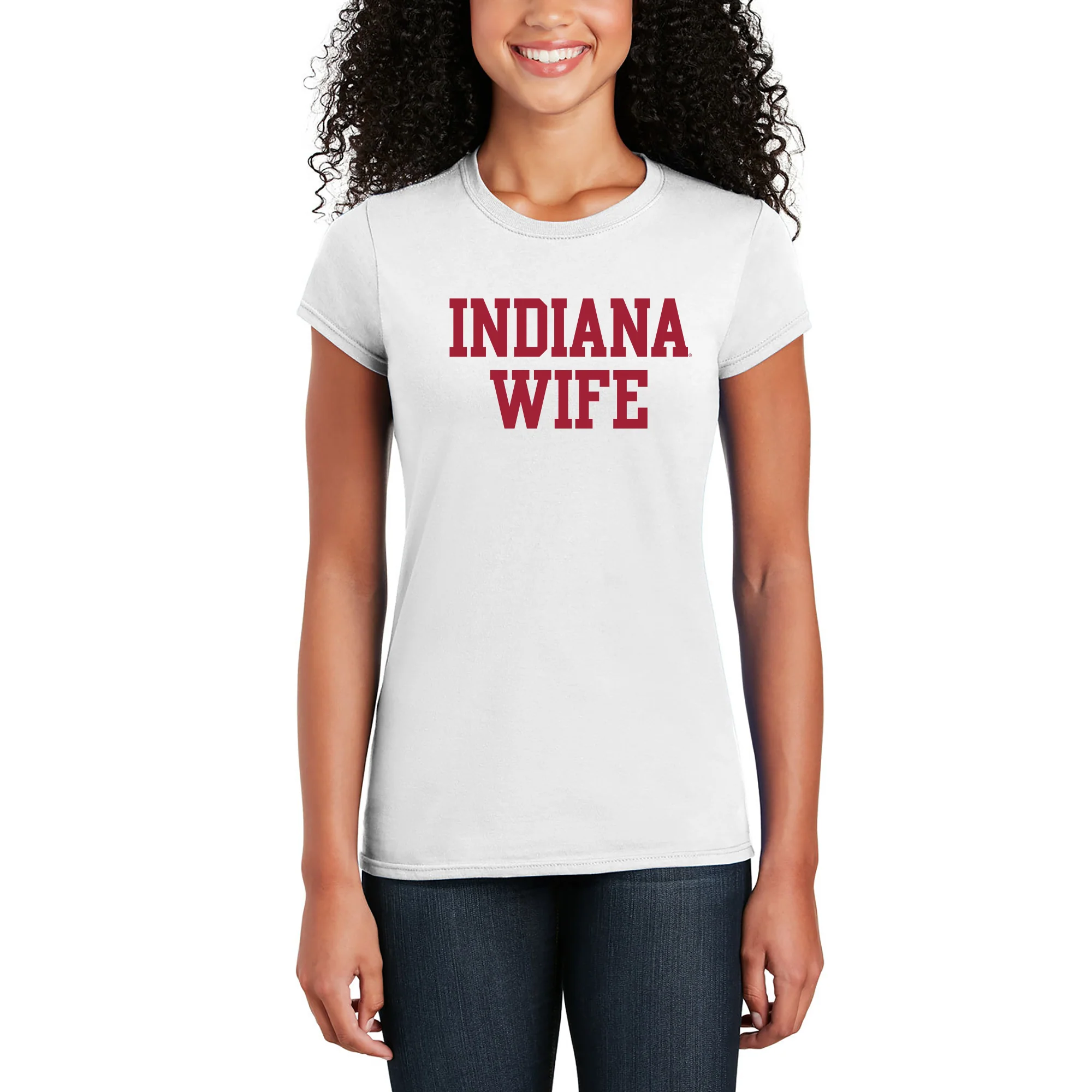 Indiana Hoosiers Basic Block Wife Women's T Shirt - White - Image 4
