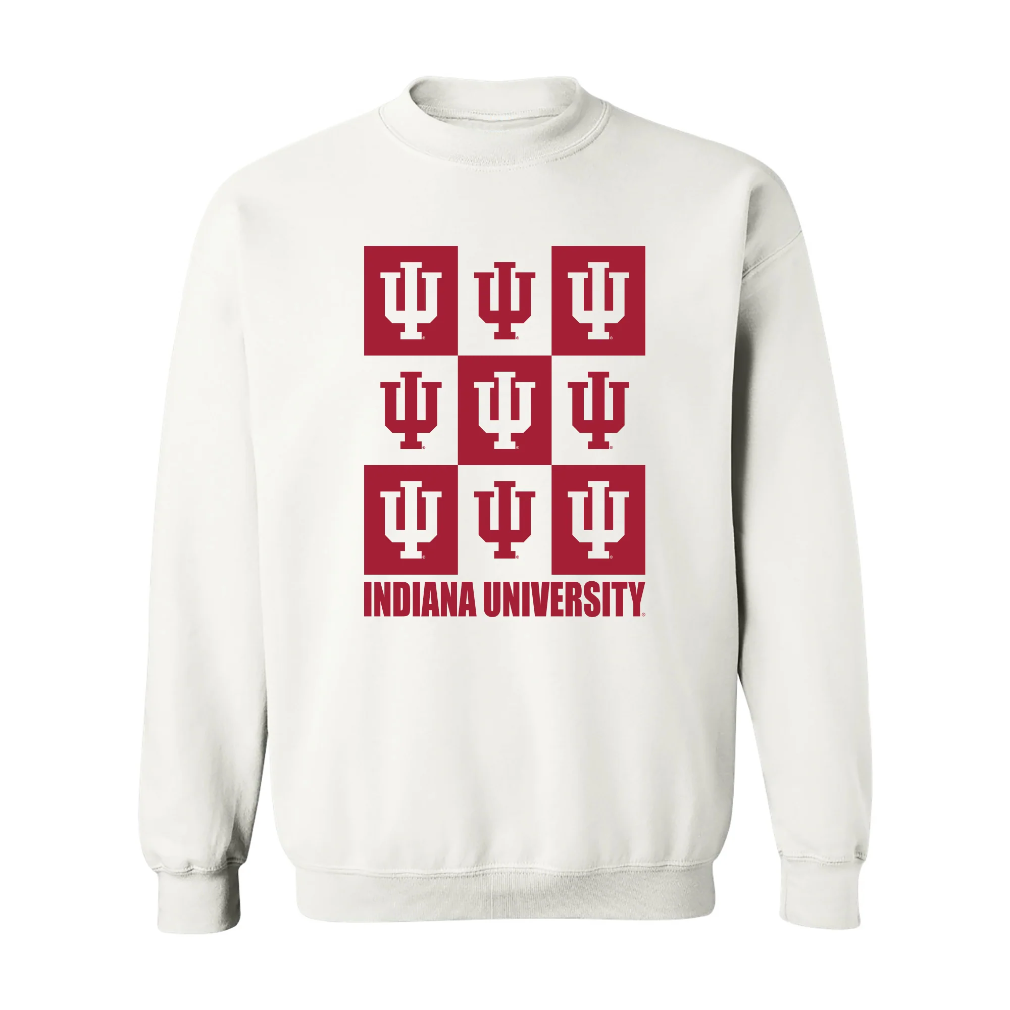 Indiana Hoosiers Checkerbox Crewneck Sweatshirt - White