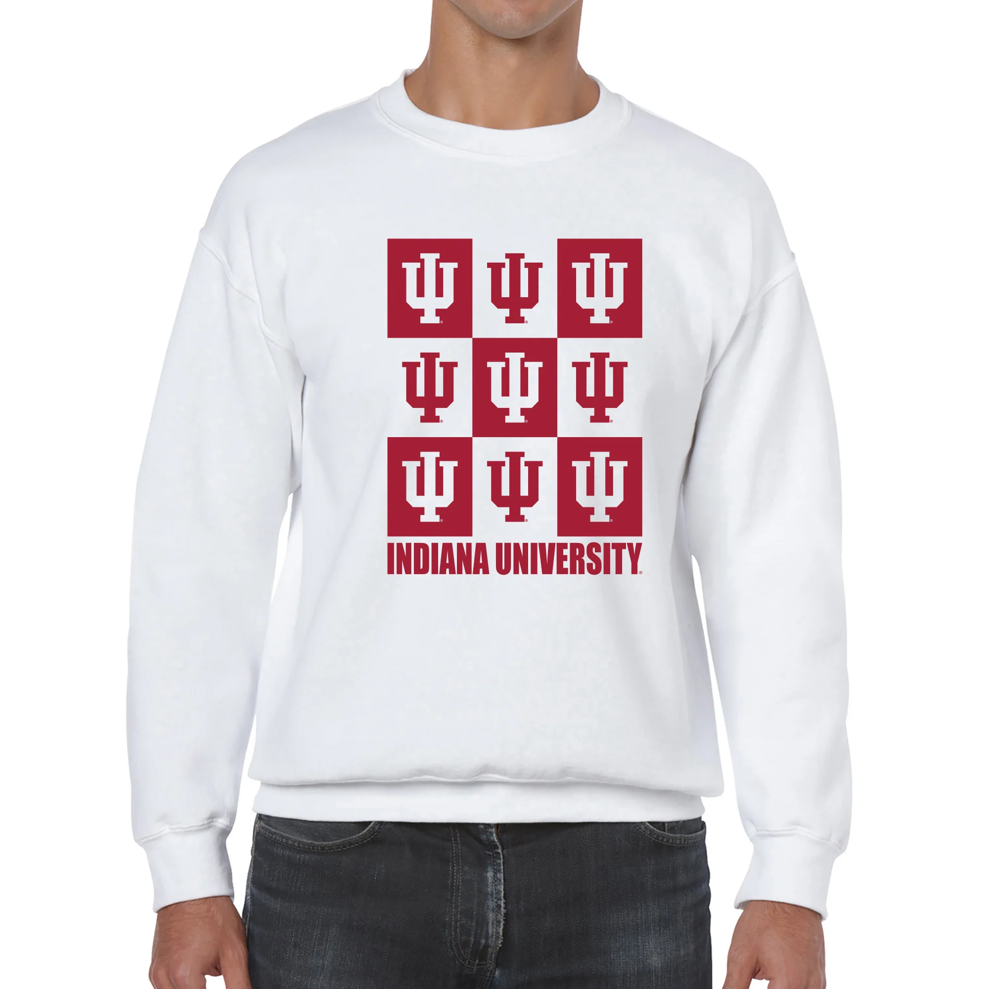 Indiana Hoosiers Checkerbox Crewneck Sweatshirt - White - Image 4