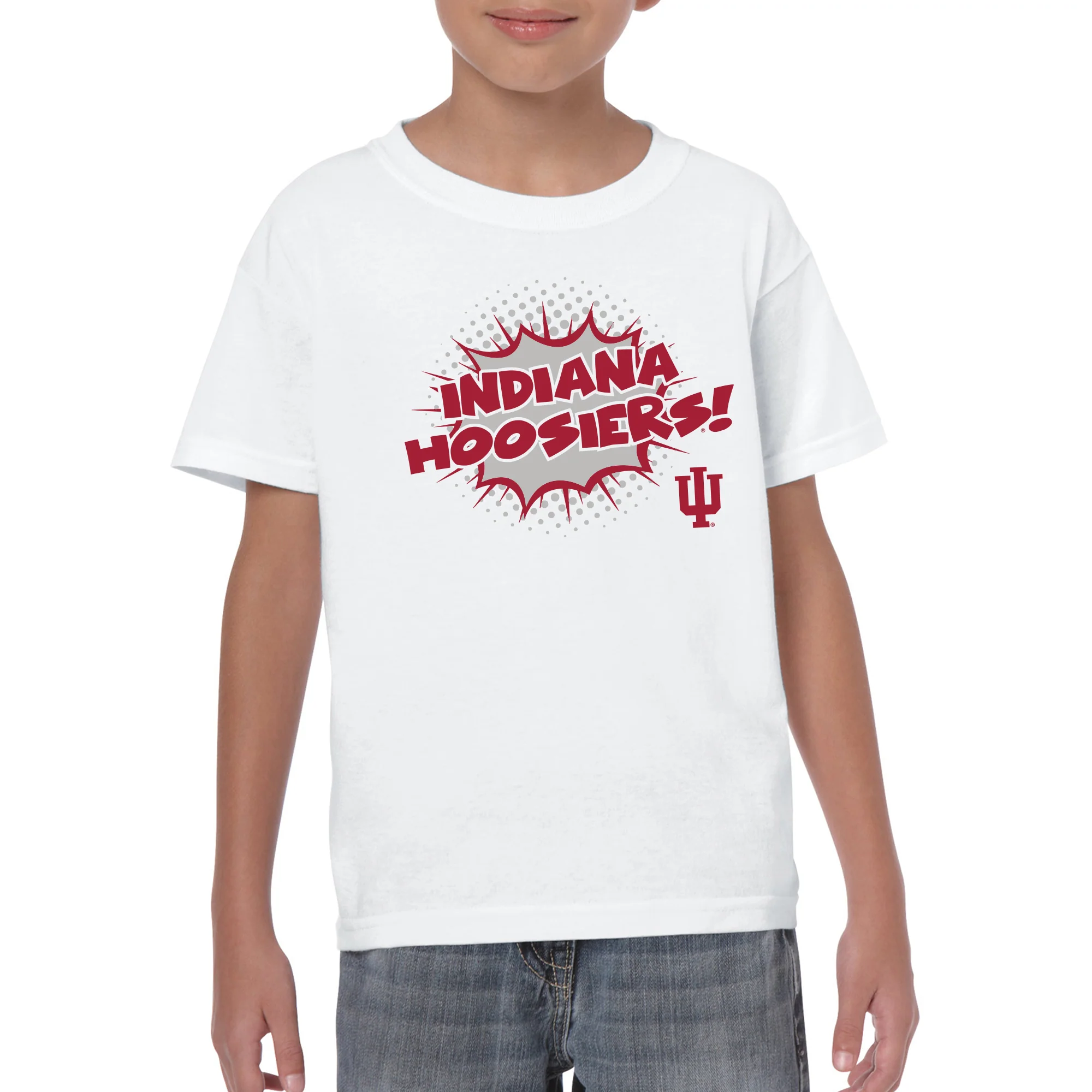 Indiana University Hoosiers Comic Blast Youth Basic Cotton Short Sleeve T-Shirt - White - Image 3