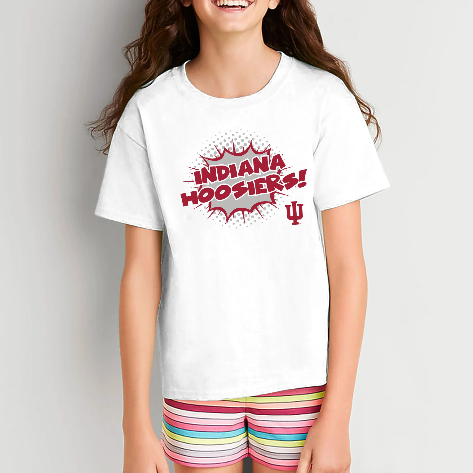Indiana University Hoosiers Comic Blast Youth Basic Cotton Short Sleeve T-Shirt - White - Image 4