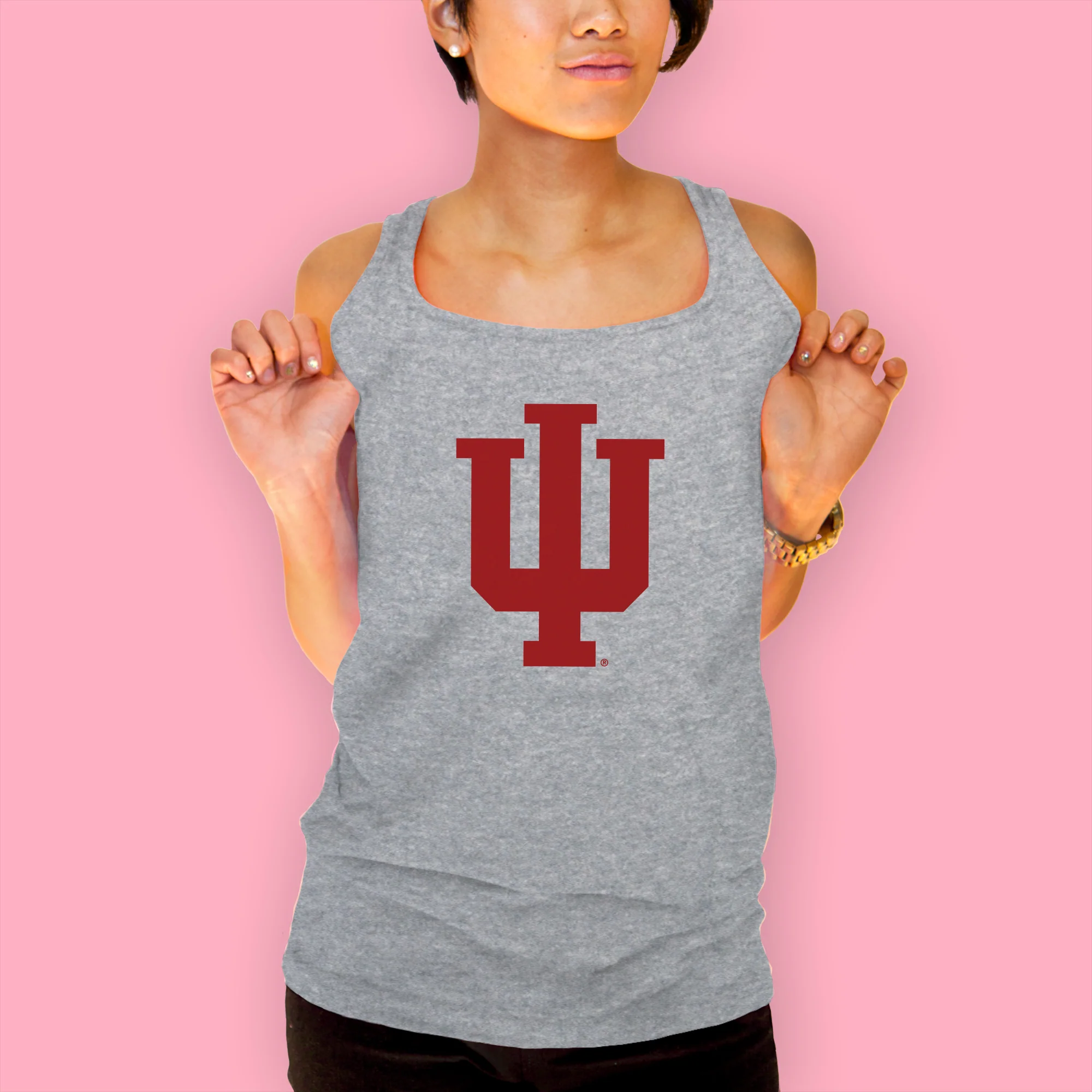 Indiana Hoosiers Primary Logo Tank Top - Sport Grey - Image 4