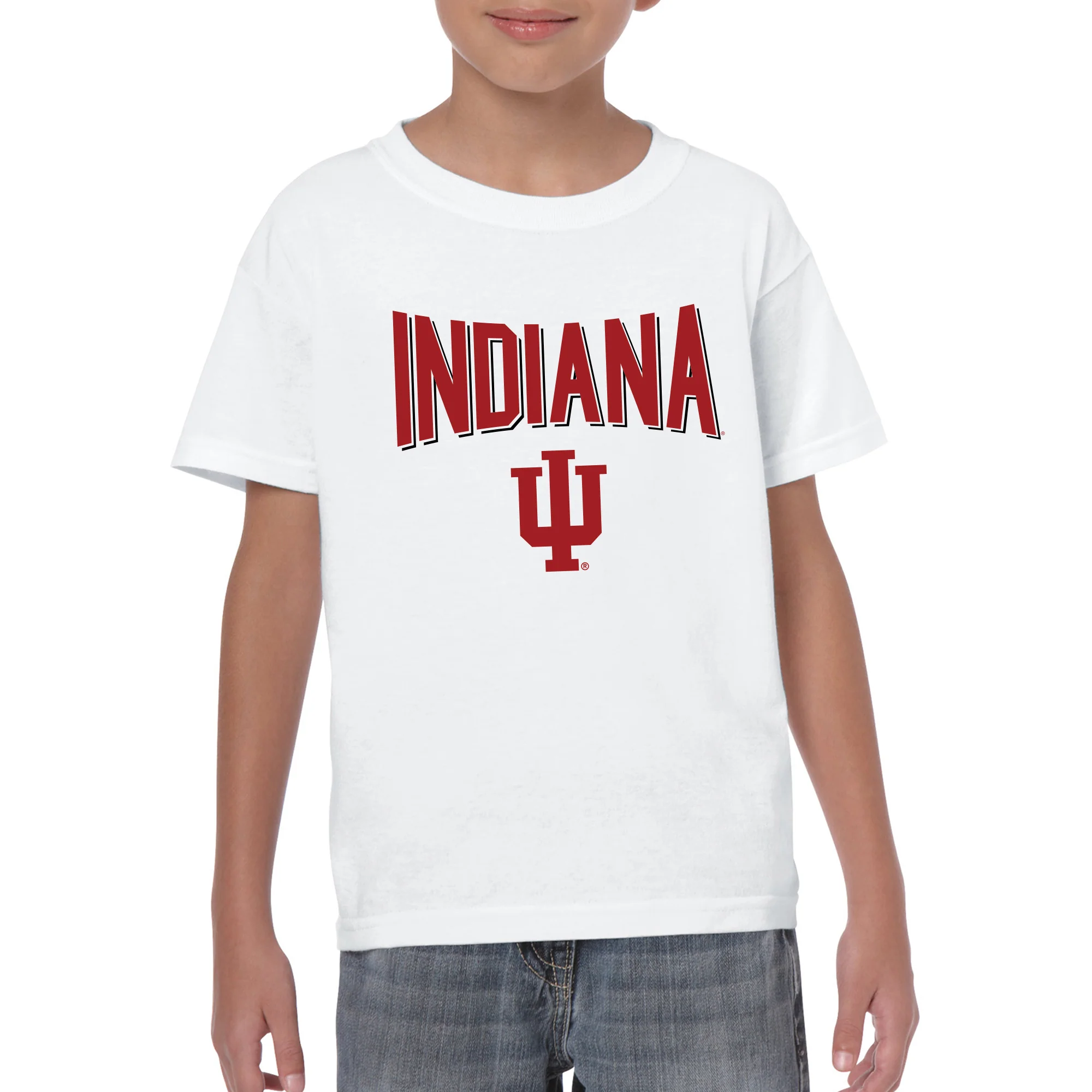 Indiana University Hoosiers Statement Block Youth Short Sleeve T-Shirt - White - Image 3
