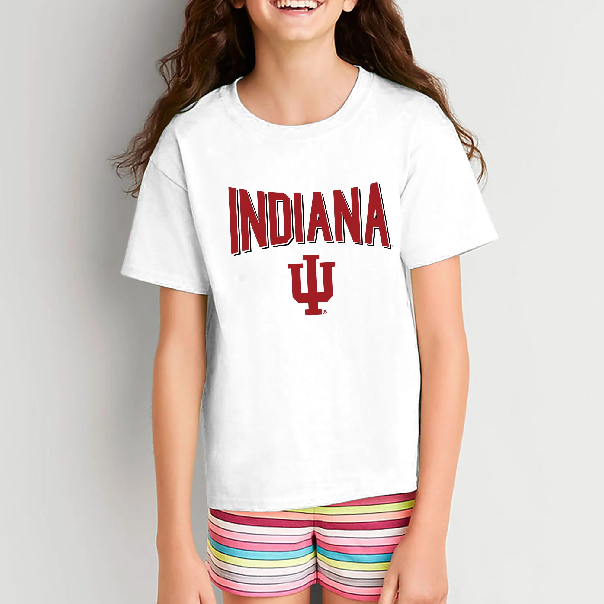 Indiana University Hoosiers Statement Block Youth Short Sleeve T-Shirt - White - Image 4