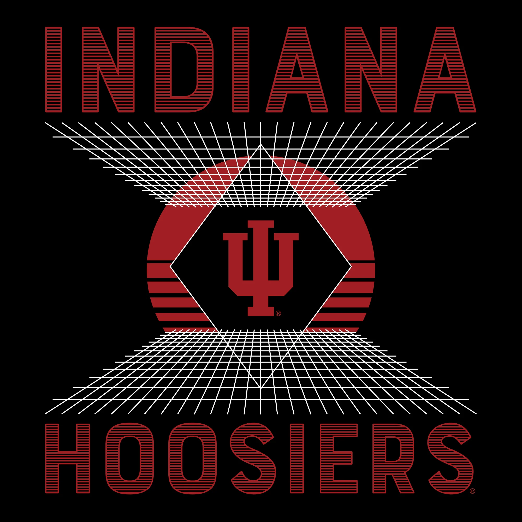 Indiana Hoosiers Vaporwave Grid Tank Top - Black - Image 2