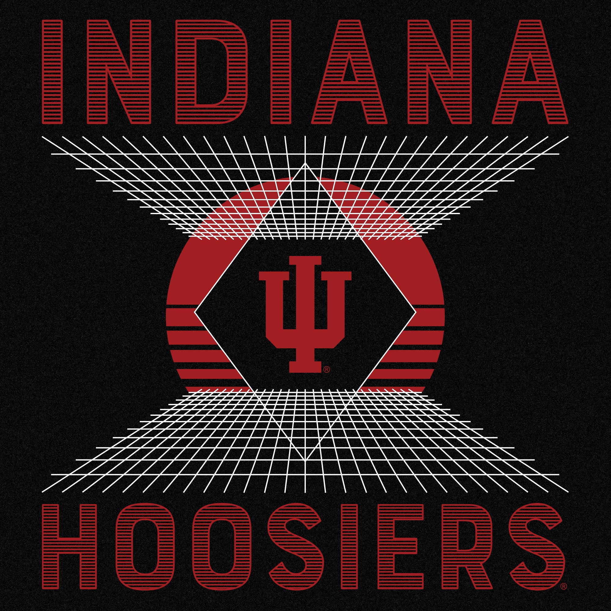 Indiana Hoosiers Vaporwave Grid Triblend T Shirt - Solid Black - Image 2