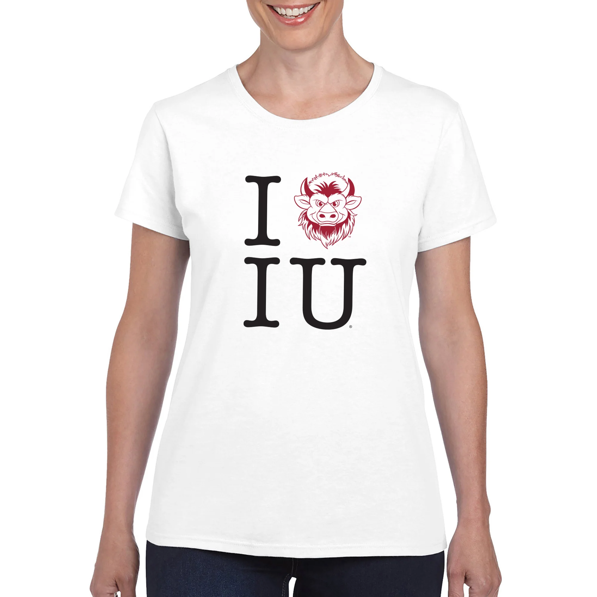 Indiana I Heart IU Bison Women's T-Shirt - White - Image 3