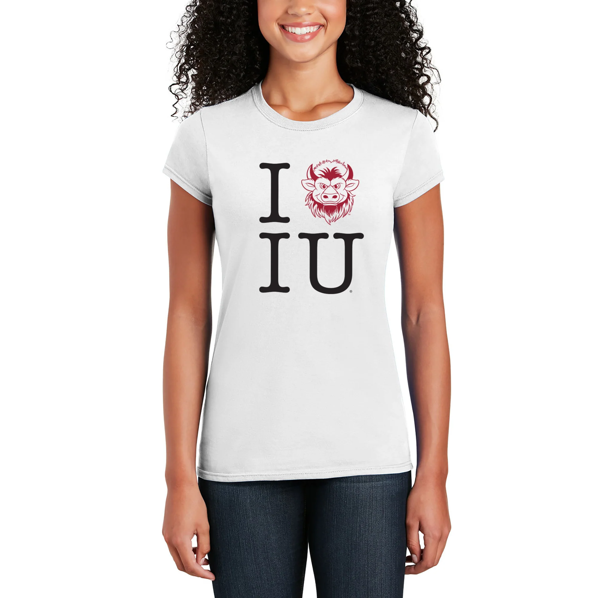 Indiana I Heart IU Bison Women's T-Shirt - White - Image 4