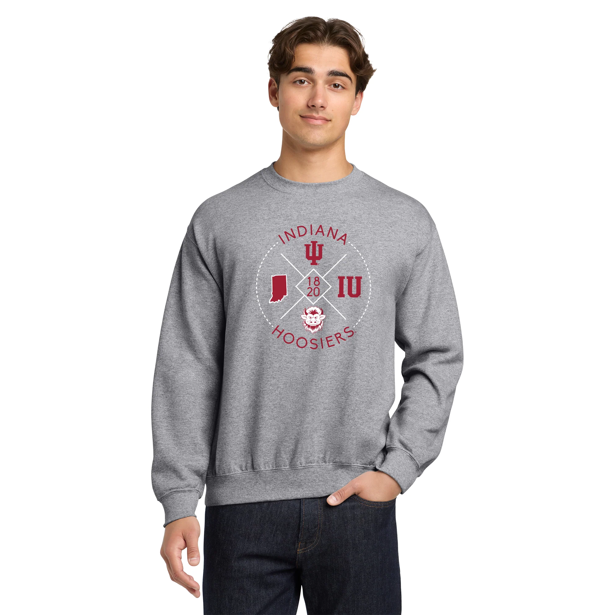 Indiana Identity Stamp Crewneck Sweatshirt - Sport Grey - Image 3