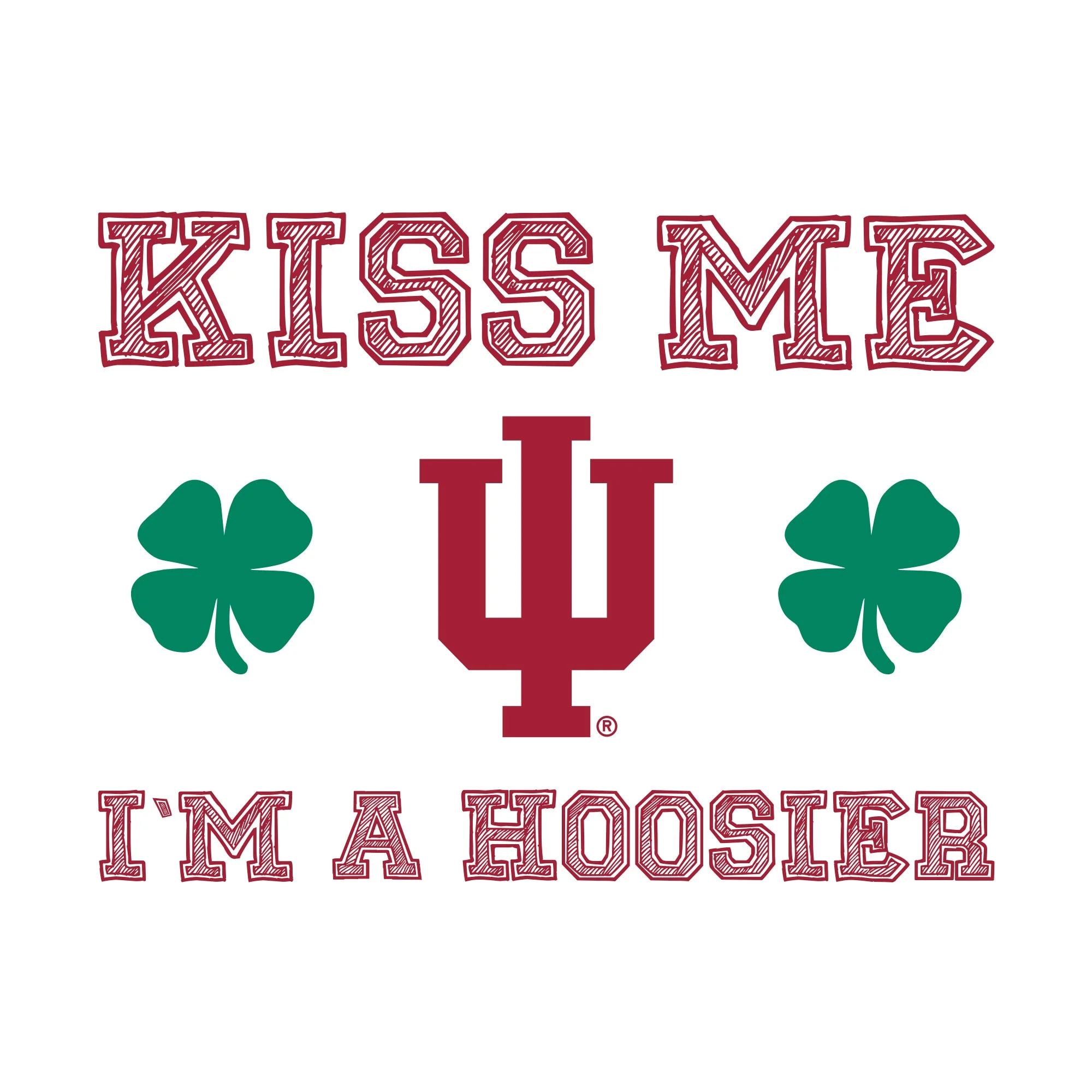 Indiana University Hoosiers Kiss Me I'm a Hoosier Basic Cotton Short Sleeve T Shirt - White - Image 2