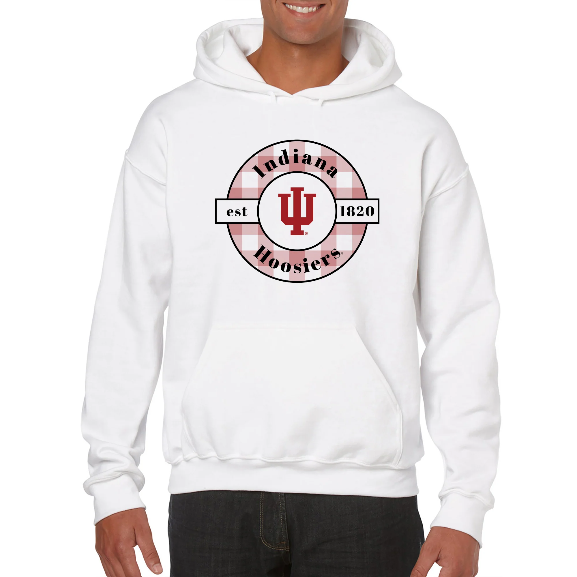 Indiana Plaid Circle Hoodie - White - Image 3