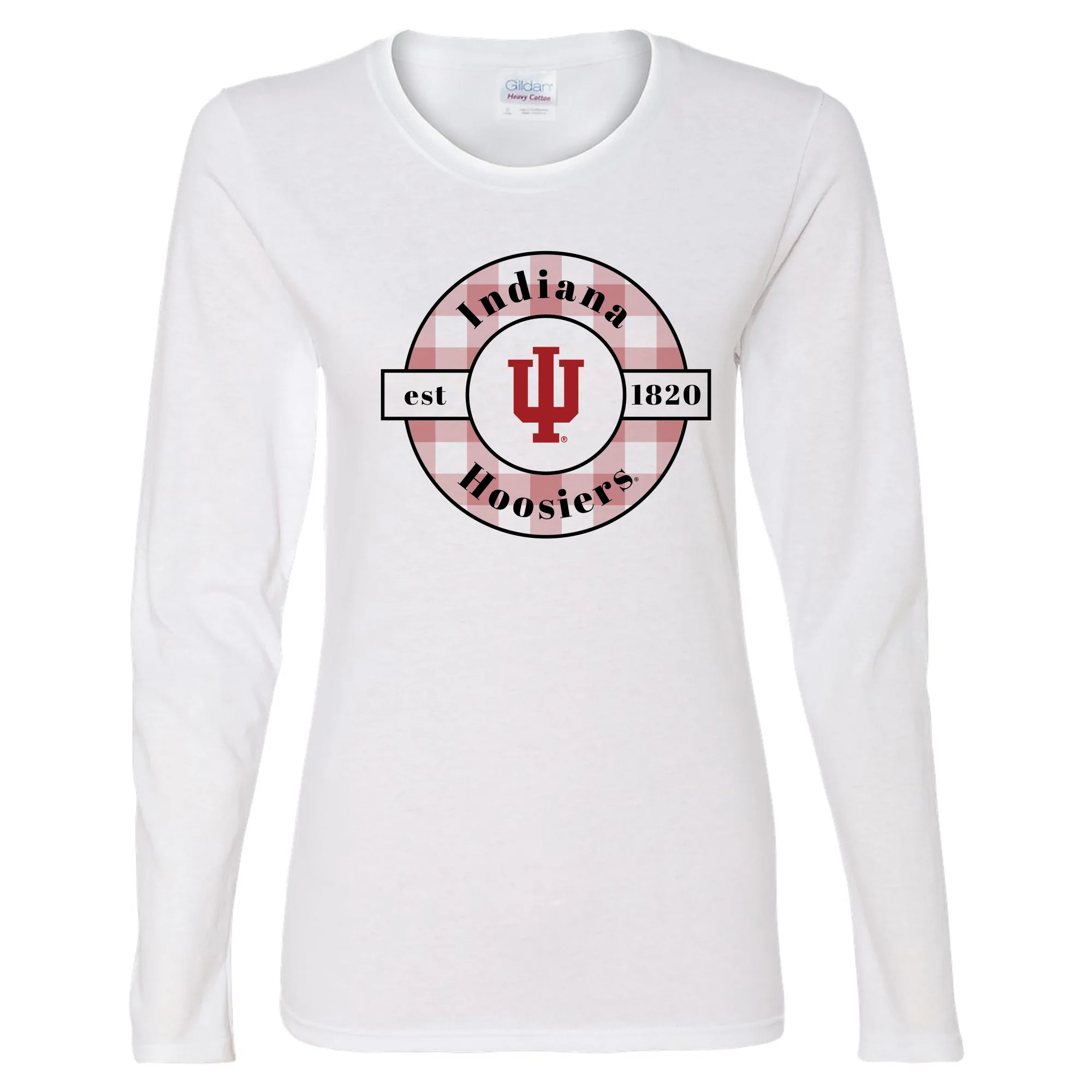 Indiana Plaid Circle Women's Long Sleeve - White