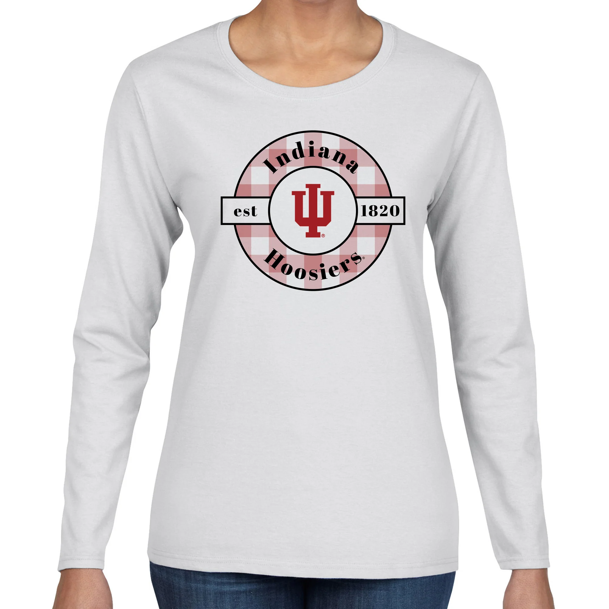 Indiana Plaid Circle Women's Long Sleeve - White - Image 3