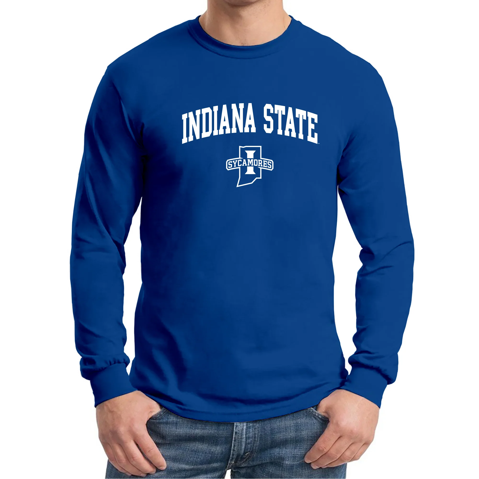 Indiana State University Sycamores Arch Logo Long Sleeve T Shirt - Royal - Image 3