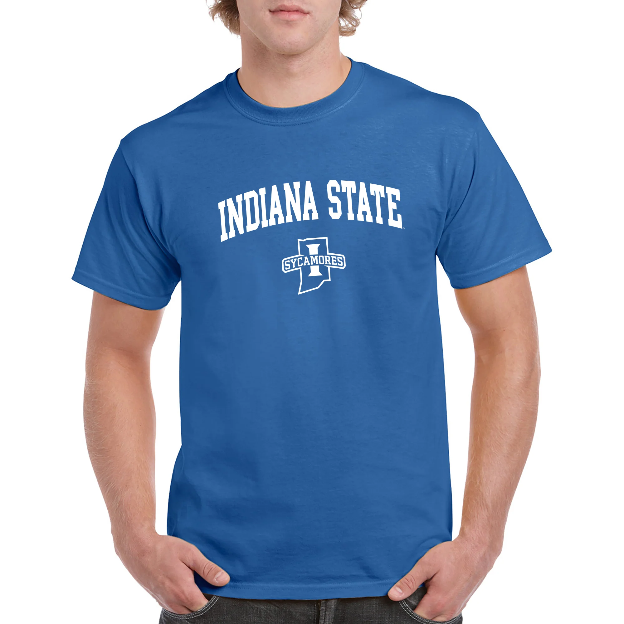 Indiana State University Sycamores Arch Logo Short Sleeve T Shirt - Royal - Image 3