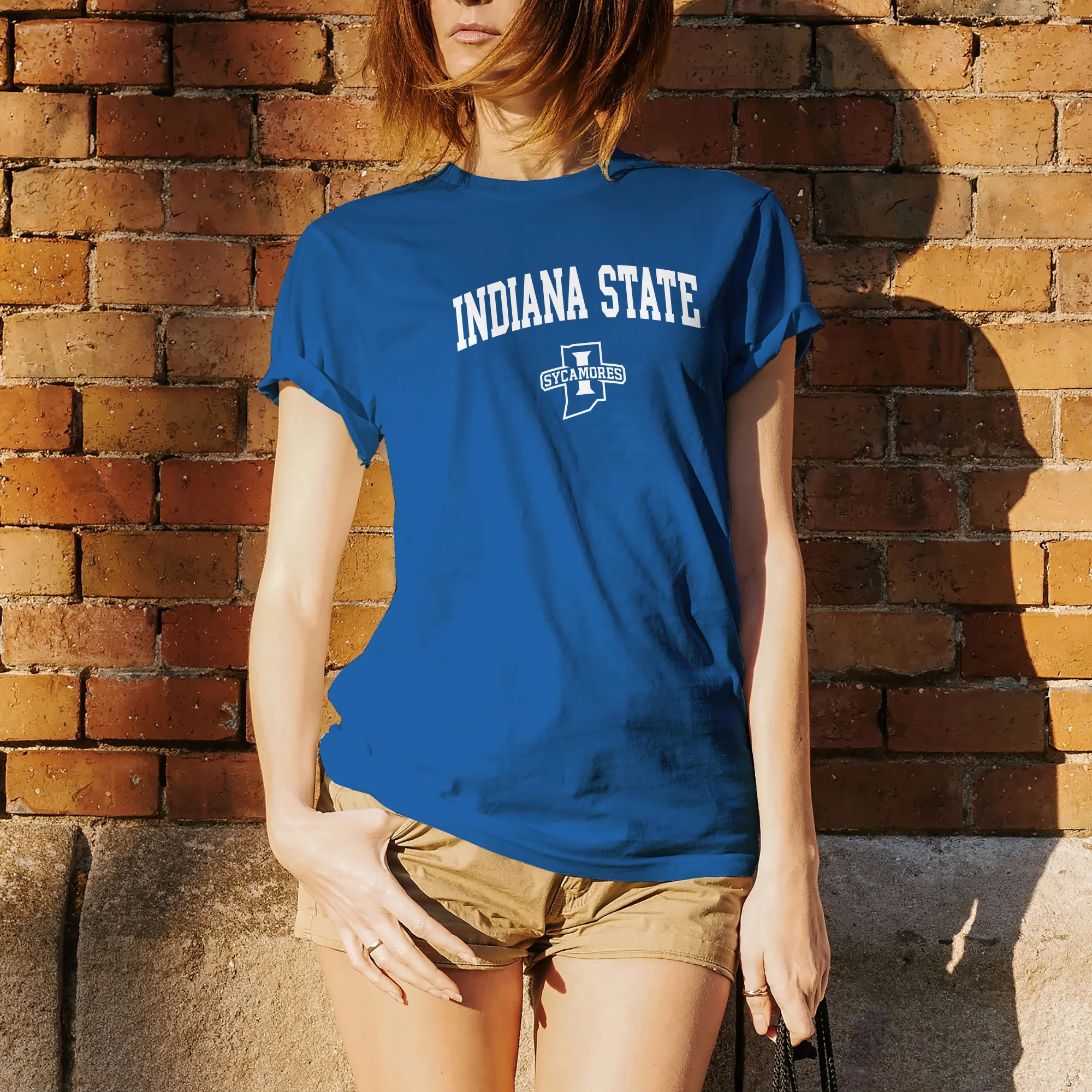 Indiana State University Sycamores Arch Logo Short Sleeve T Shirt - Royal - Image 4