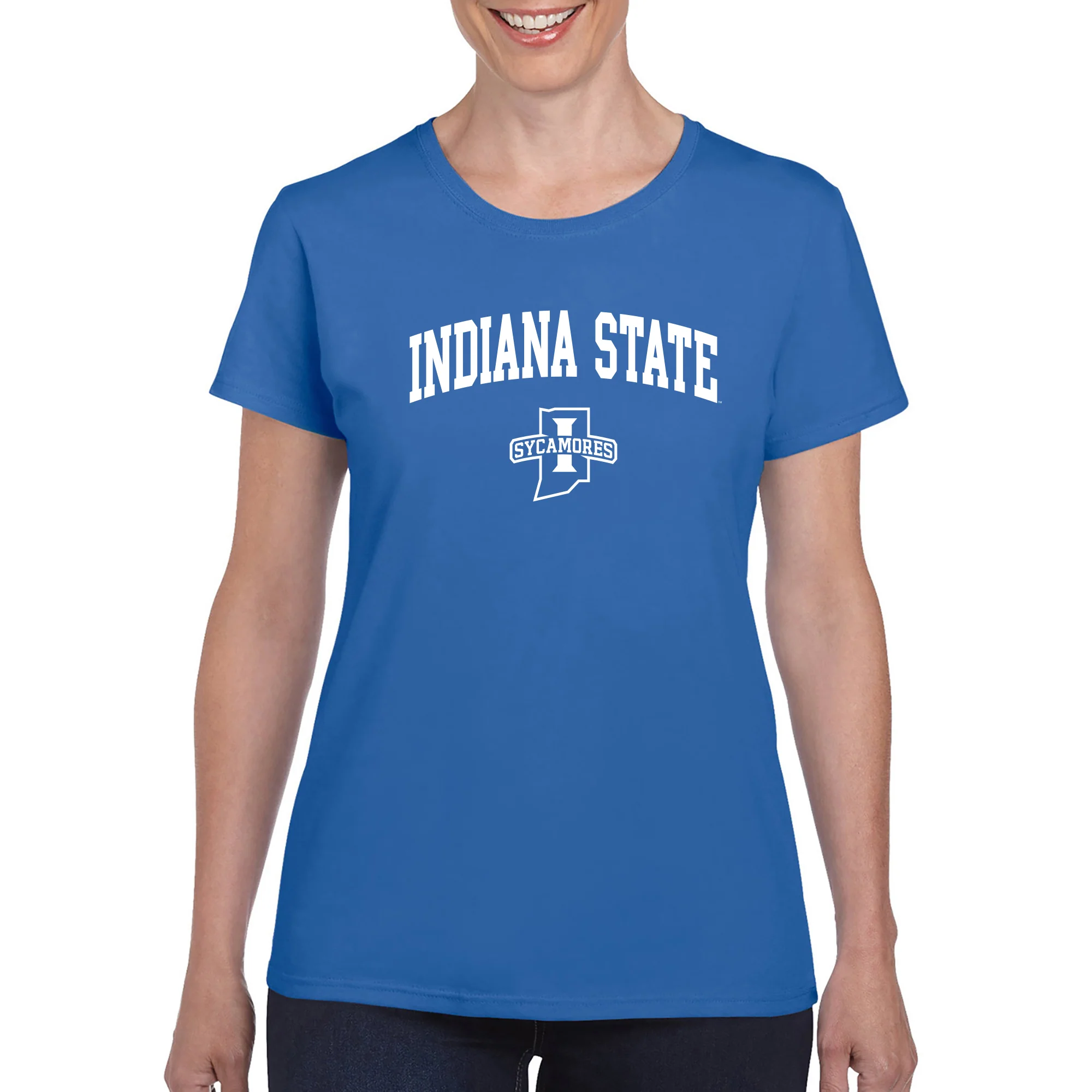 Indiana State University Sycamores Arch Logo Women's T Shirt - Royal - Image 3