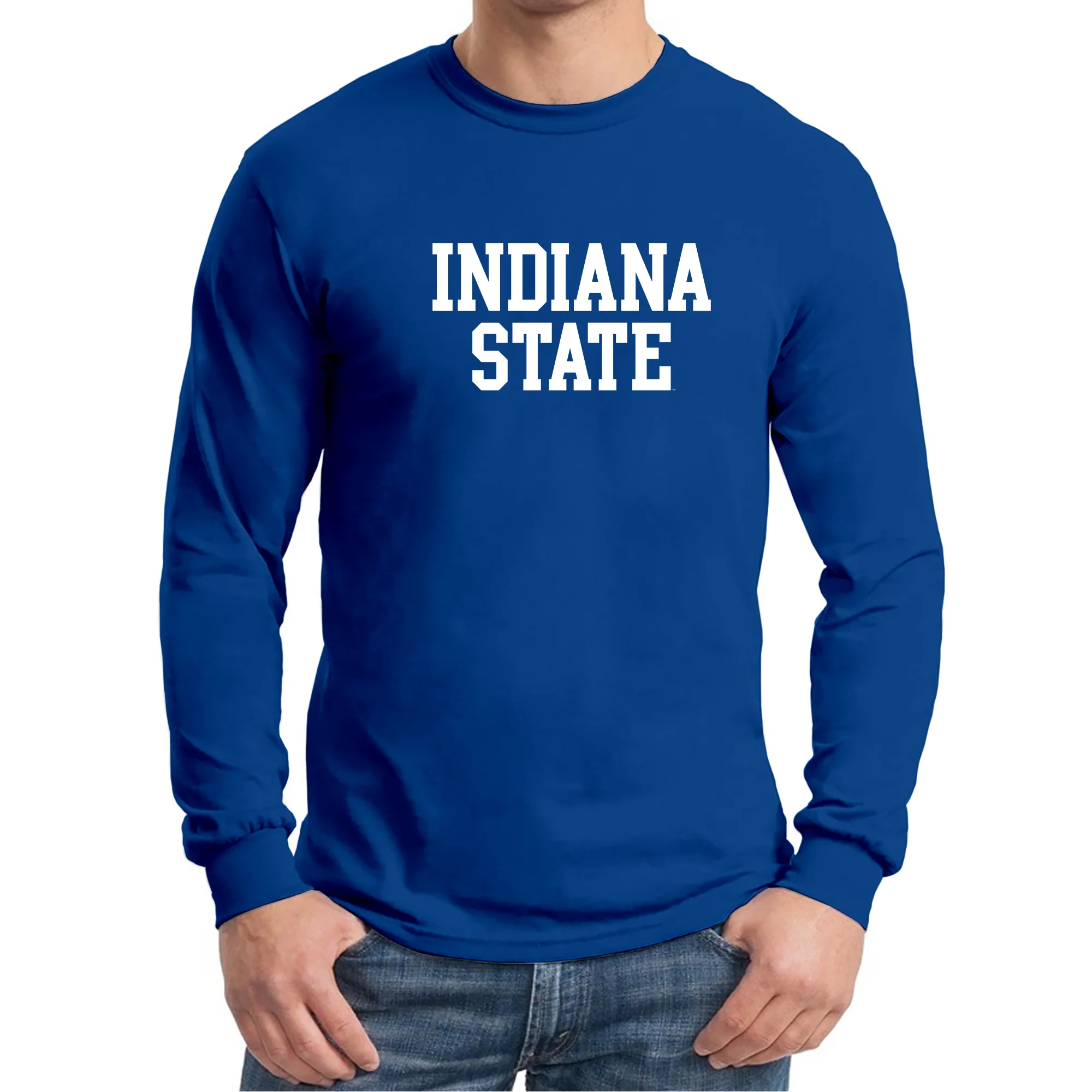 Indiana State University Sycamores Basic Block Long Sleeve T Shirt - Royal - Image 3