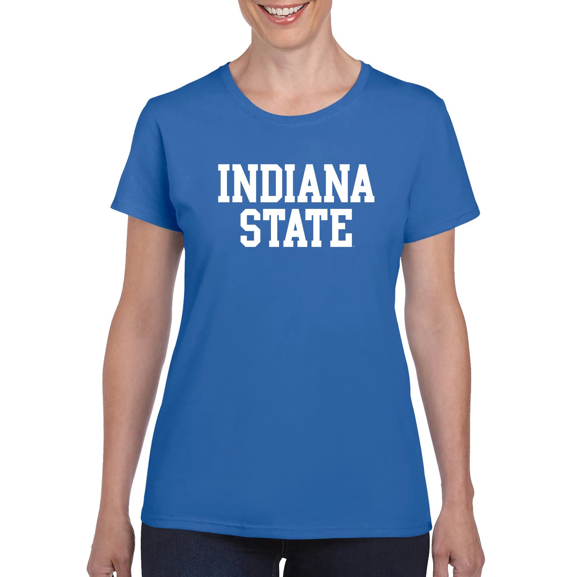 Indiana State University Sycamores Basic Block Women's T Shirt - Royal - Image 3