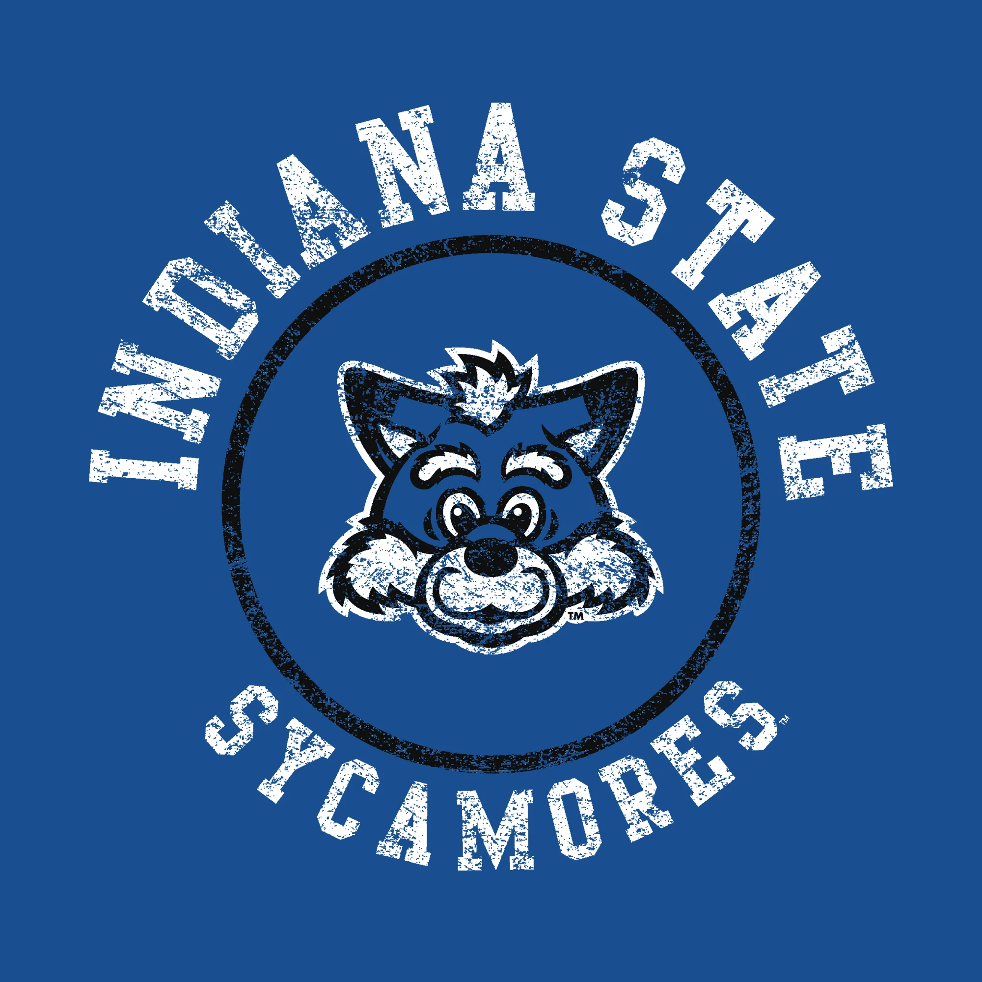 Indiana State University Sycamores Distressed Circle Logo Short Sleeve T Shirt - Royal - Image 2