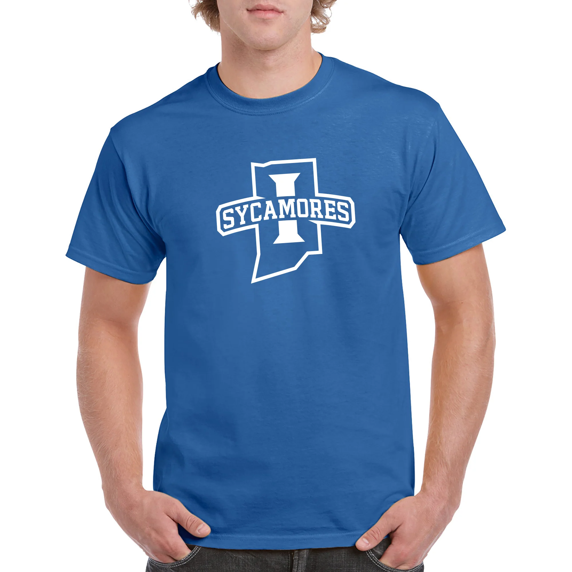 Indiana State University Sycamores Primary Logo Short Sleeve T Shirt - Royal - Image 3