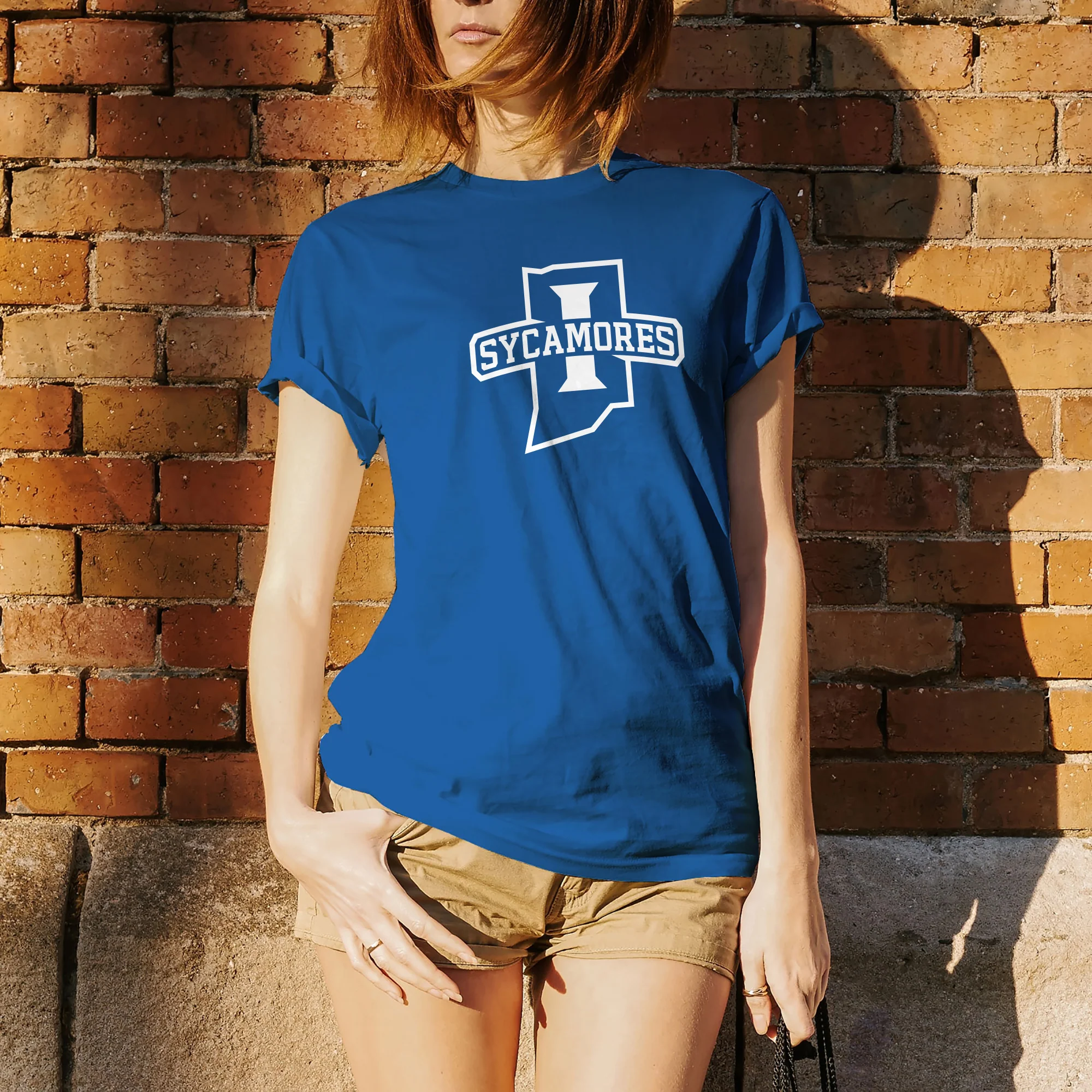 Indiana State University Sycamores Primary Logo Short Sleeve T Shirt - Royal - Image 4