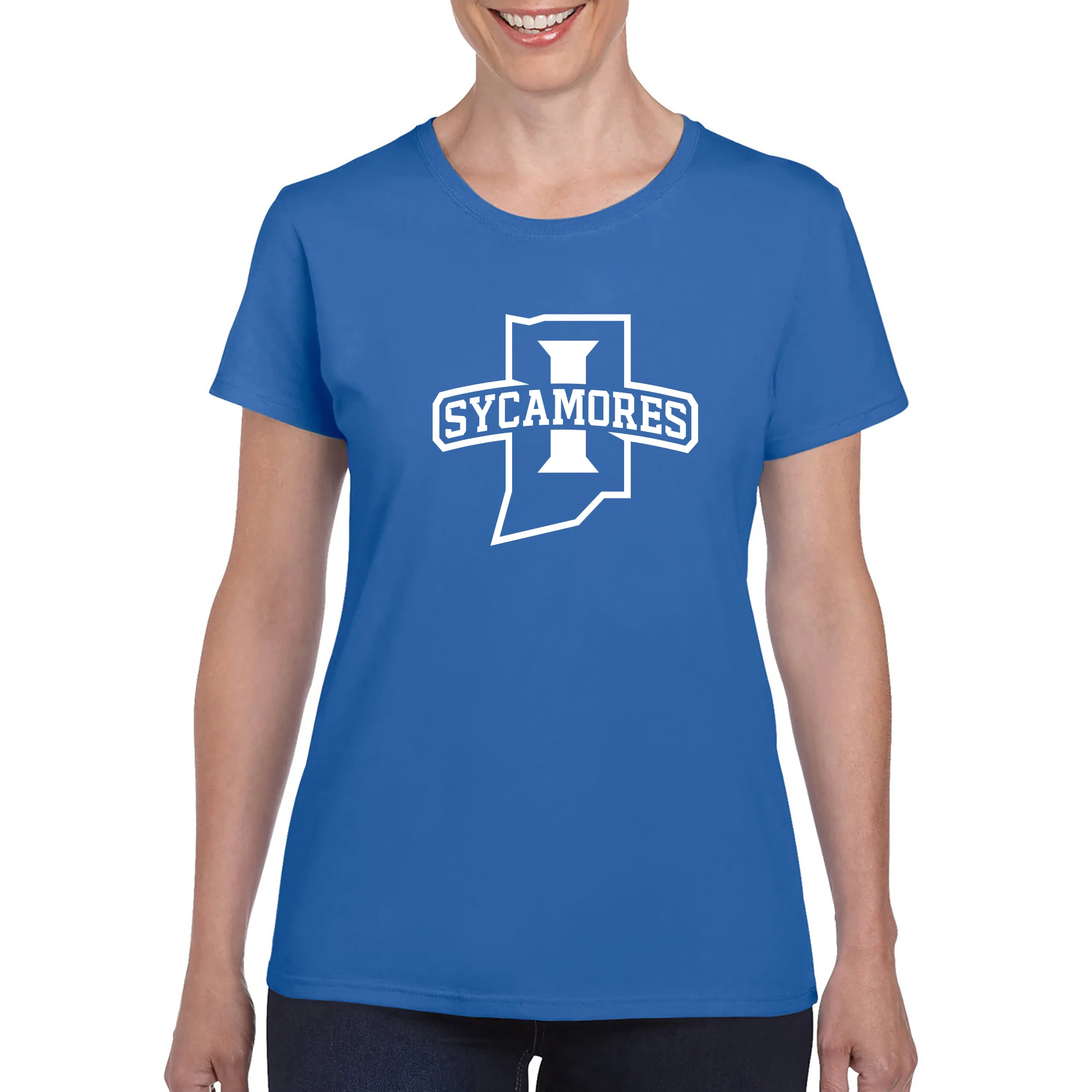 Indiana State University Sycamores Primary Logo Women's T Shirt - Royal - Image 3